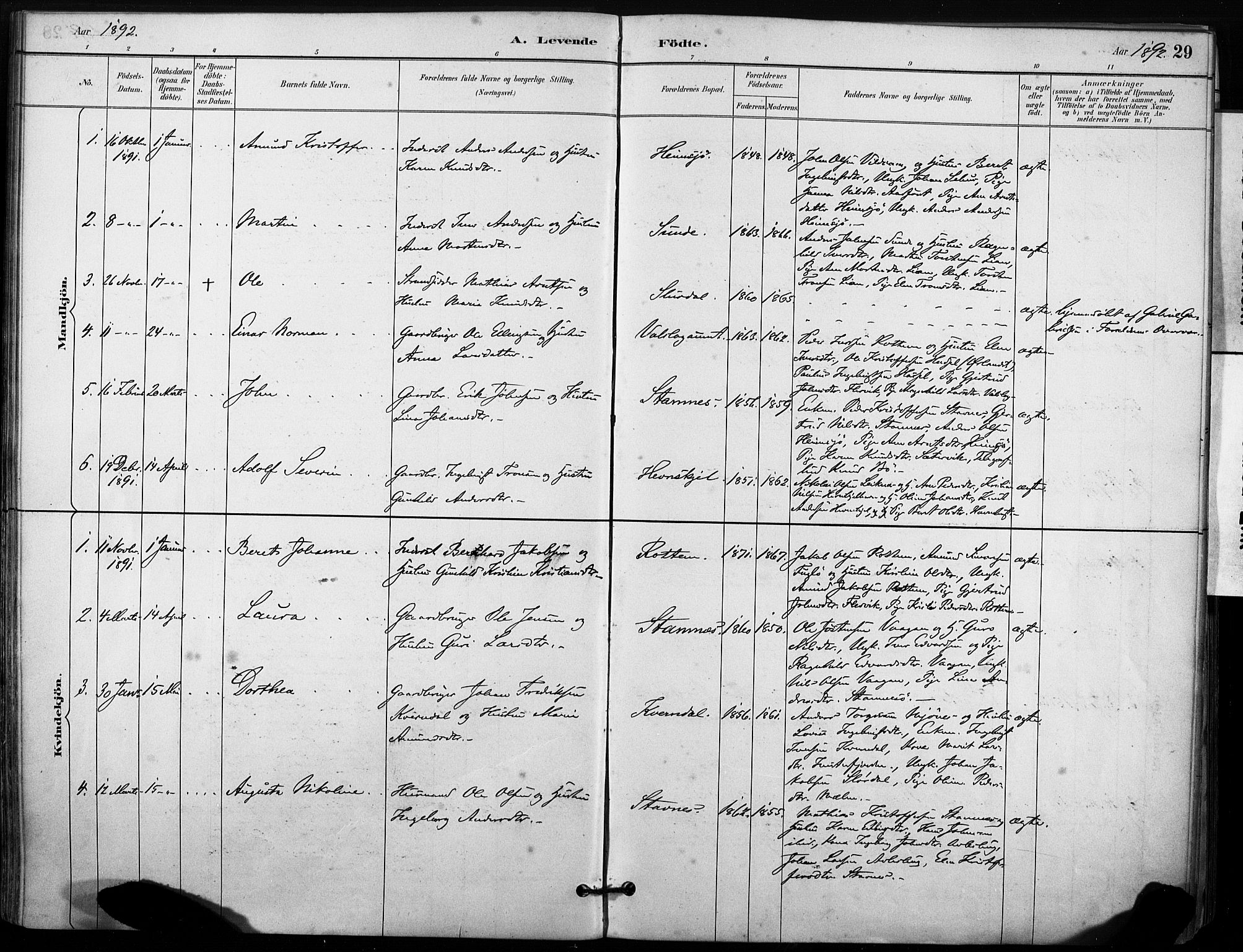 Ministerialprotokoller, klokkerbøker og fødselsregistre - Sør-Trøndelag, AV/SAT-A-1456/633/L0518: Parish register (official) no. 633A01, 1884-1906, p. 29