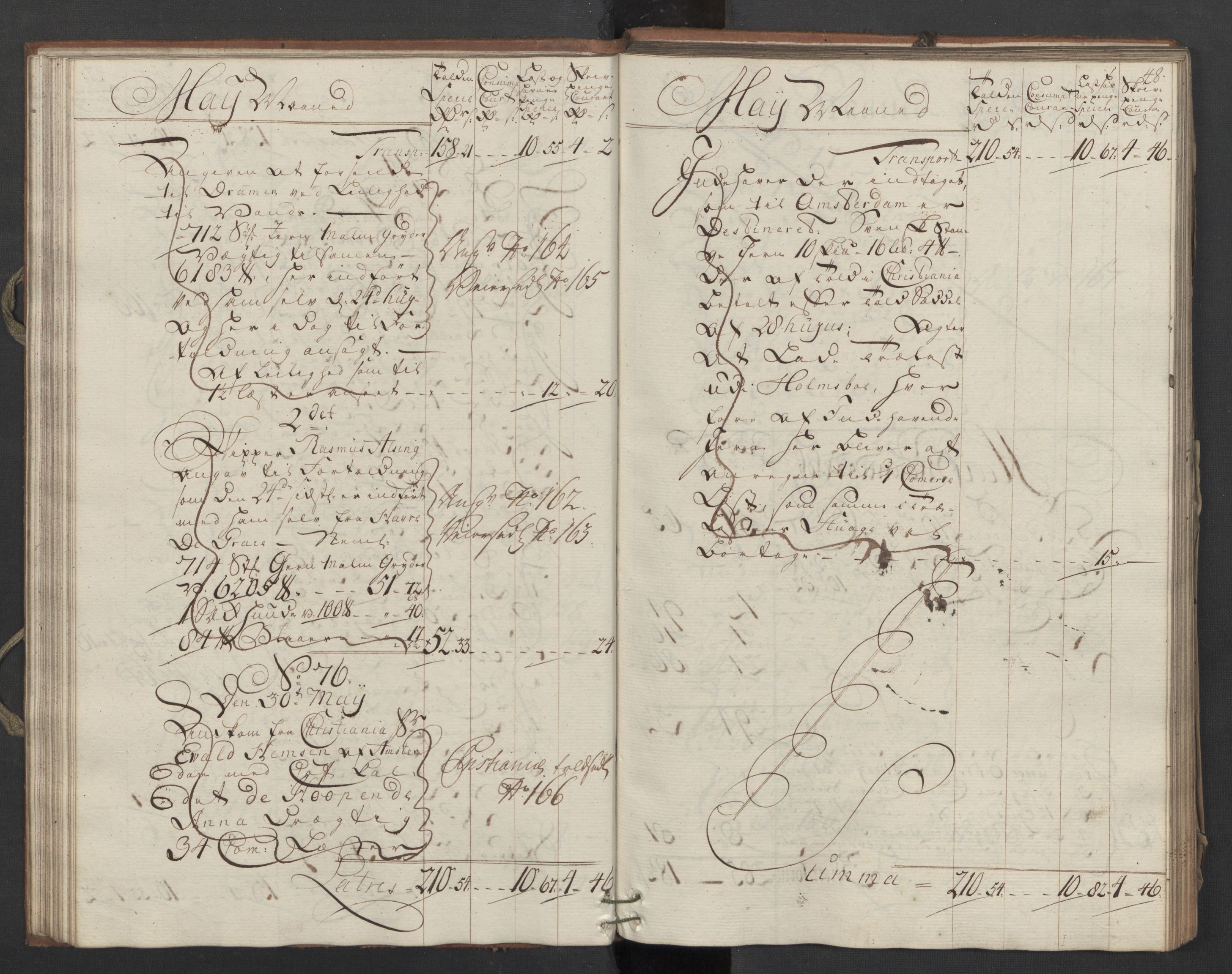 Generaltollkammeret, tollregnskaper, RA/EA-5490/R09/L0037/0001: Tollregnskaper Holmestrand / Inngående hovedtollbok, 1764, p. 47b-48a