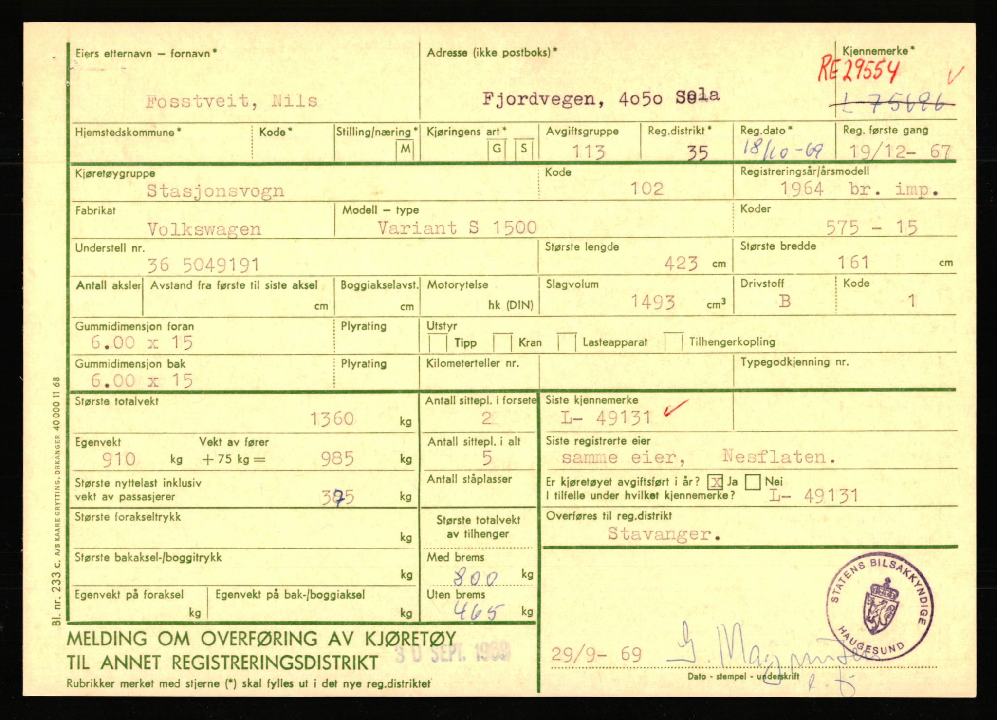 Stavanger trafikkstasjon, AV/SAST-A-101942/0/F/L0068: L-75000 - L-76799, 1930-1971, p. 901