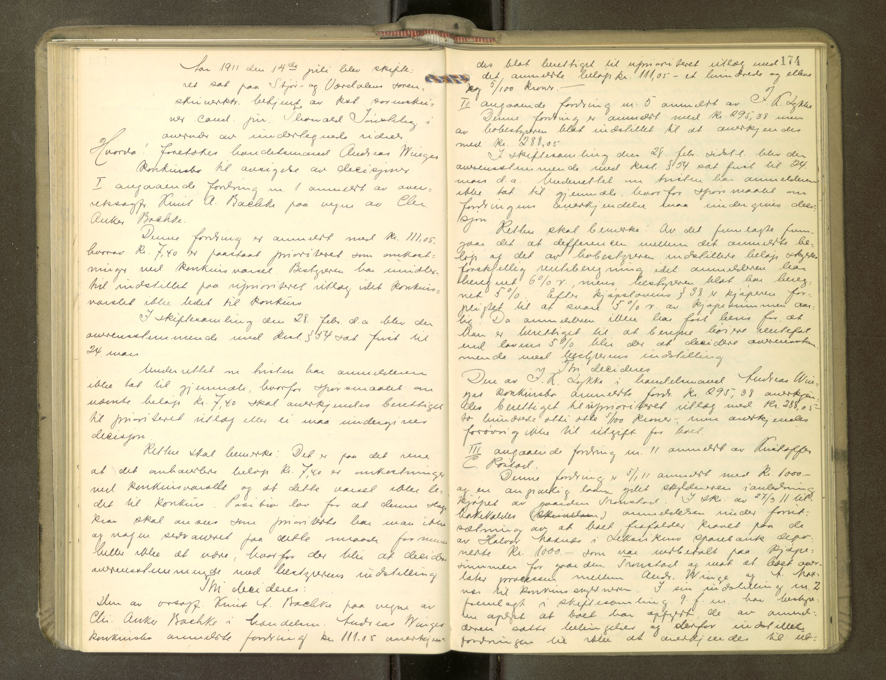 Stjør- og Verdal sorenskriveri, AV/SAT-A-4167/1/3/3B/L0011: Skifteforhandlingsprotokoll, 1909-1912, p. 174