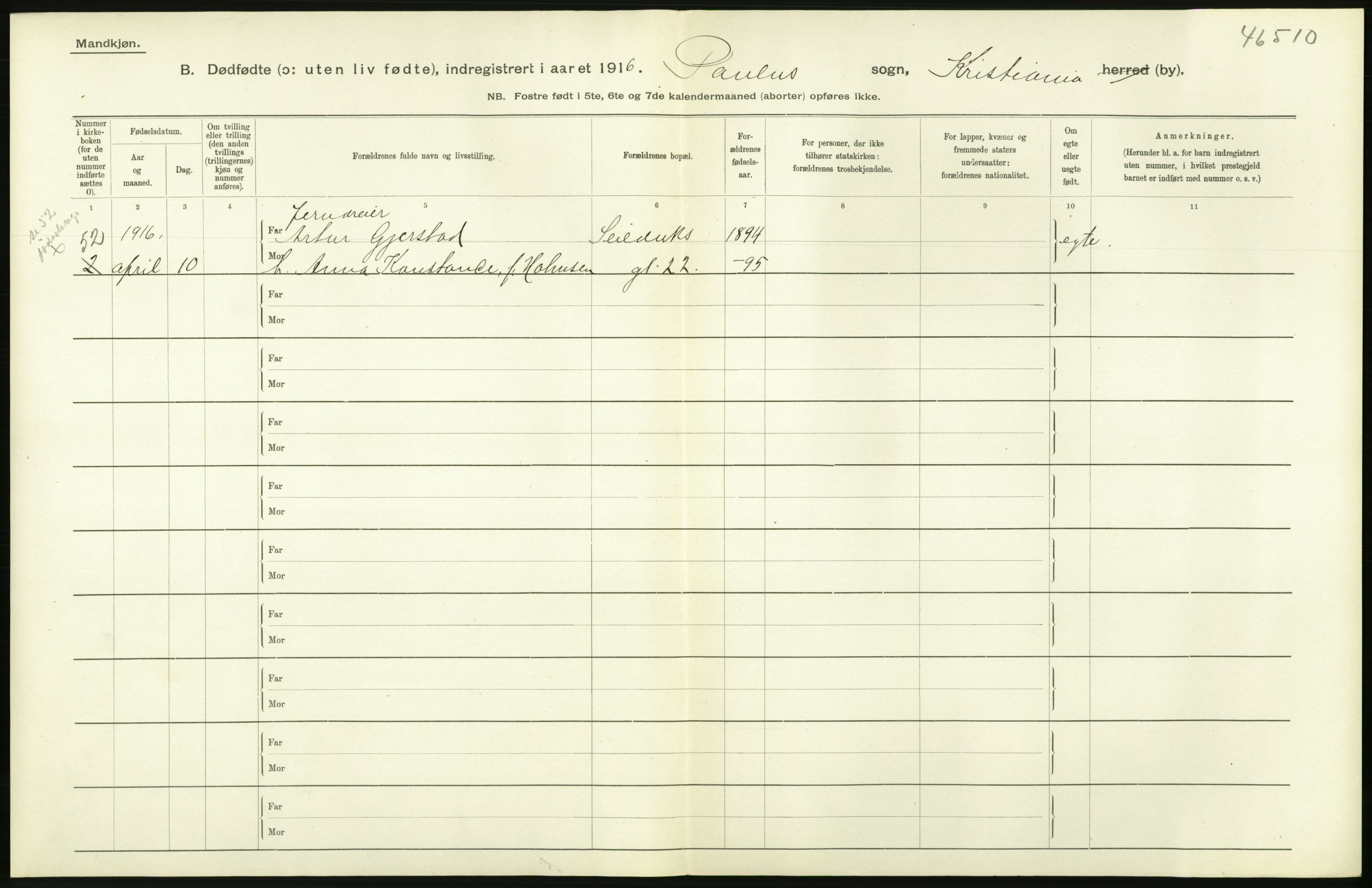 Statistisk sentralbyrå, Sosiodemografiske emner, Befolkning, AV/RA-S-2228/D/Df/Dfb/Dfbf/L0010: Kristiania: Døde, dødfødte., 1916, p. 564