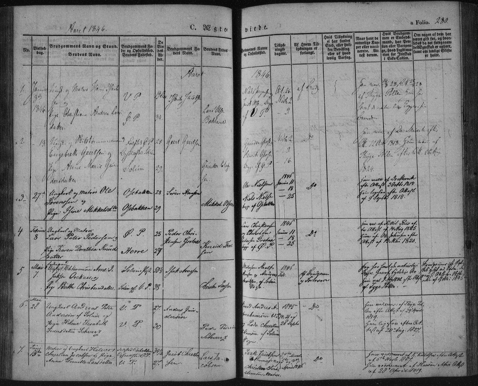 Porsgrunn kirkebøker , SAKO/A-104/F/Fa/L0006: Parish register (official) no. 6, 1841-1857, p. 280