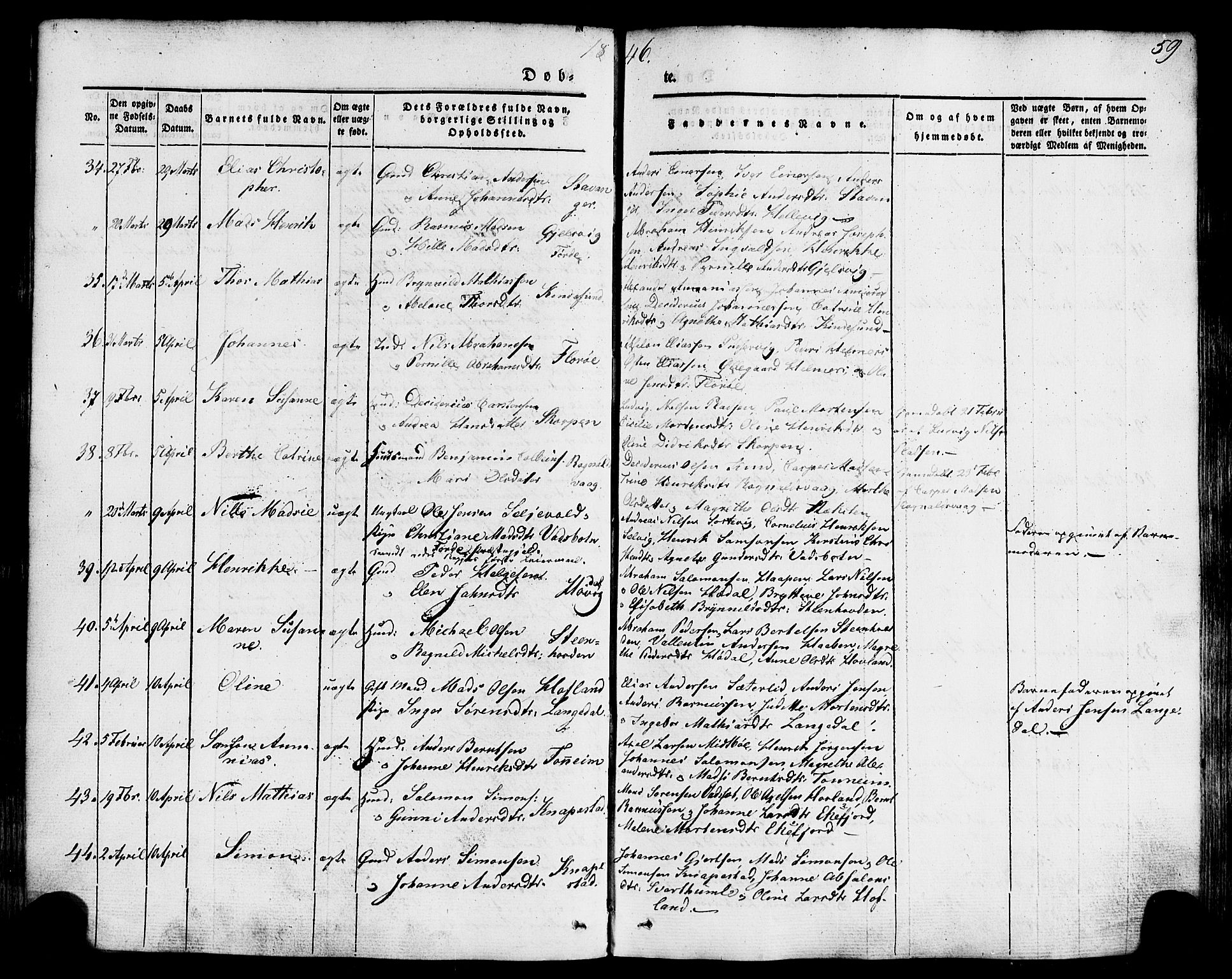 Kinn sokneprestembete, AV/SAB-A-80801/H/Haa/Haaa/L0005: Parish register (official) no. A 5, 1841-1857, p. 59