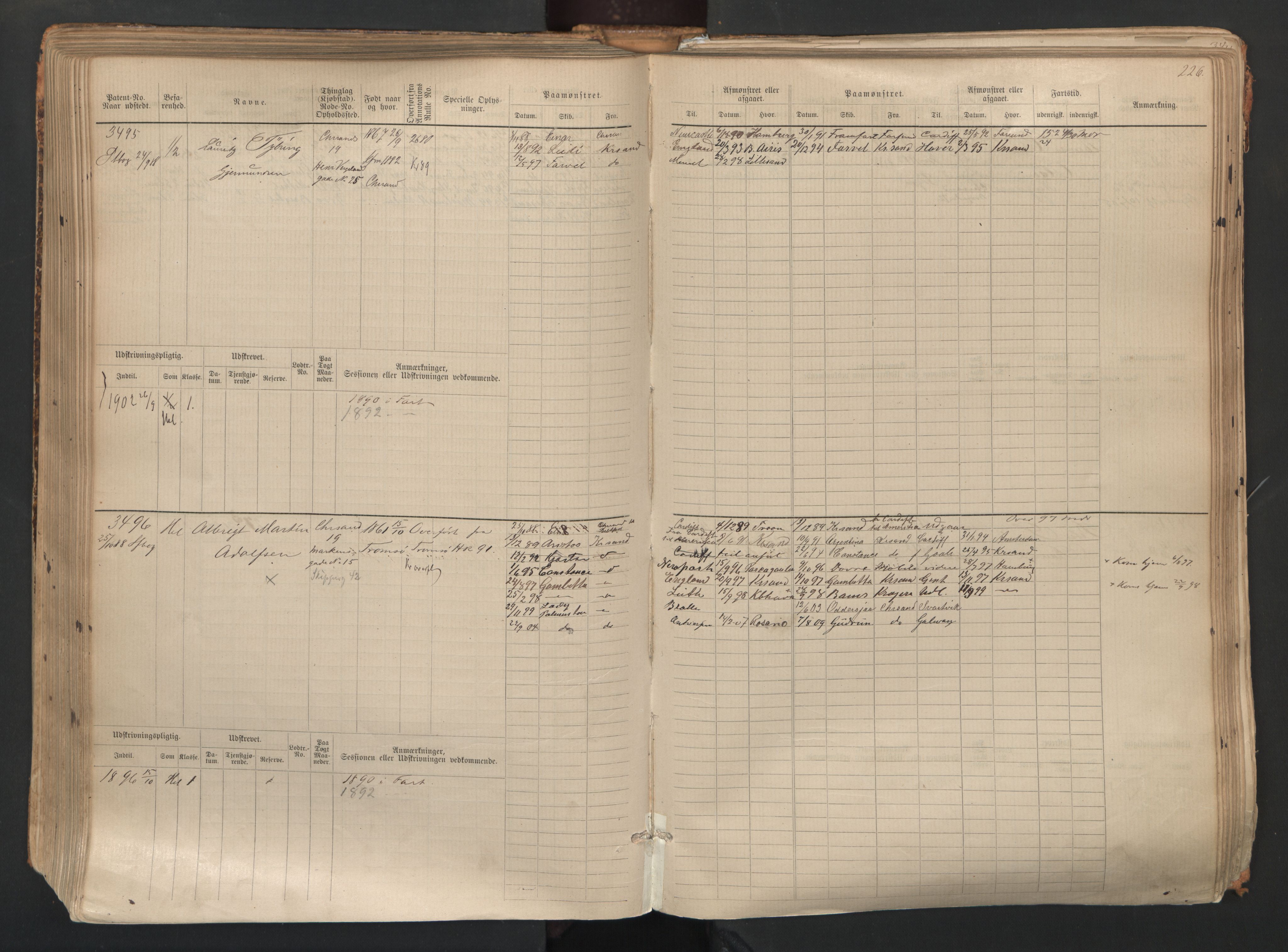 Kristiansand mønstringskrets, SAK/2031-0015/F/Fb/L0007: Hovedrulle nr 3049-3810, I-14, 1883-1940, p. 228