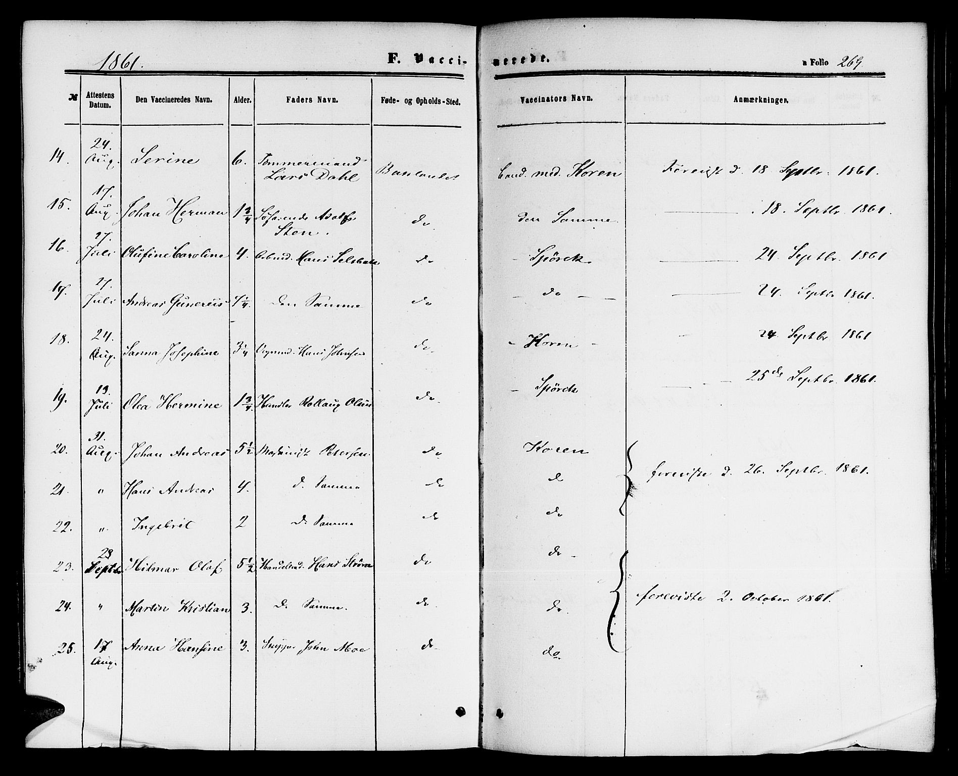 Ministerialprotokoller, klokkerbøker og fødselsregistre - Sør-Trøndelag, AV/SAT-A-1456/604/L0185: Parish register (official) no. 604A06, 1861-1865, p. 269