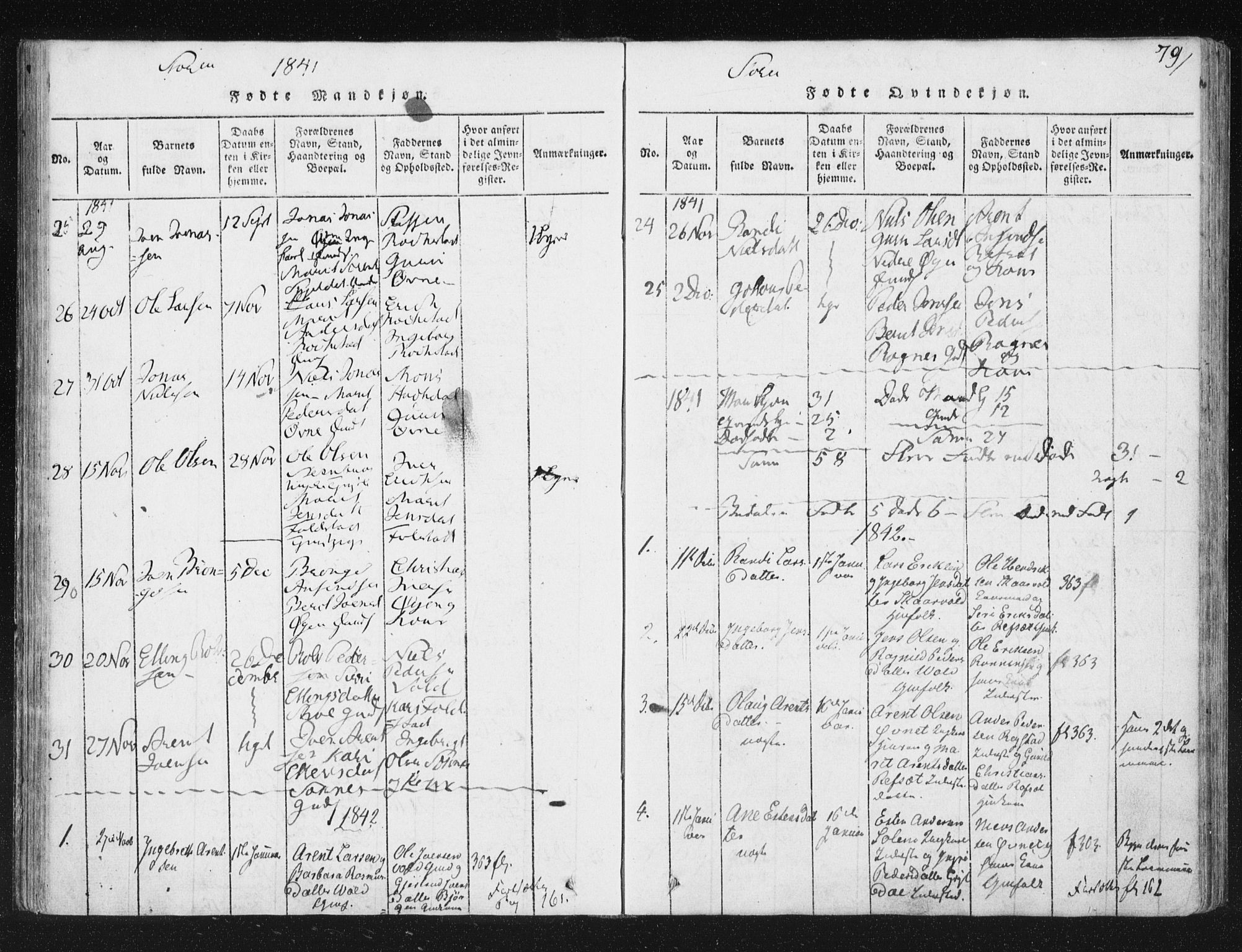 Ministerialprotokoller, klokkerbøker og fødselsregistre - Sør-Trøndelag, SAT/A-1456/687/L0996: Parish register (official) no. 687A04, 1816-1842, p. 79