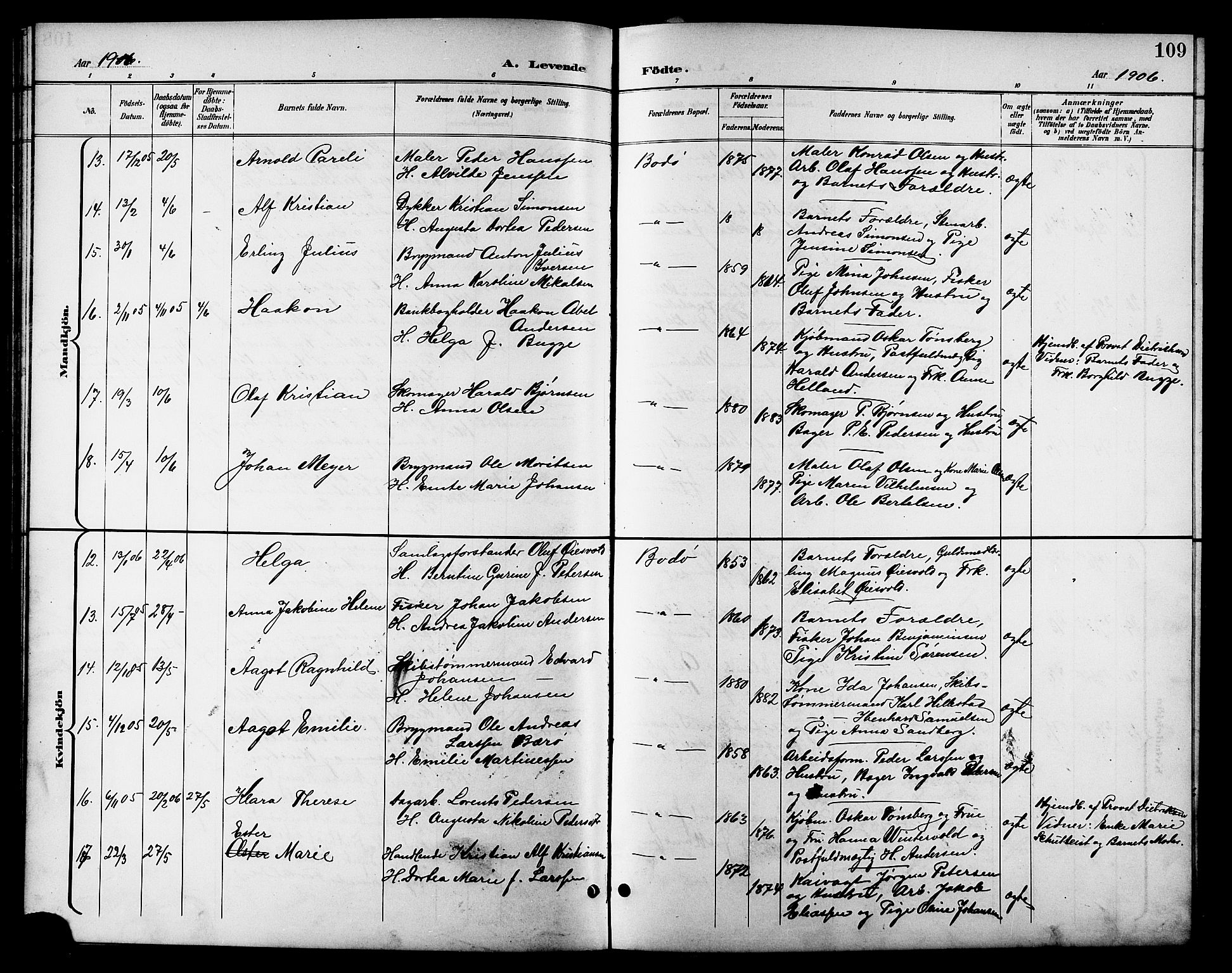 Ministerialprotokoller, klokkerbøker og fødselsregistre - Nordland, SAT/A-1459/801/L0033: Parish register (copy) no. 801C08, 1898-1910, p. 109