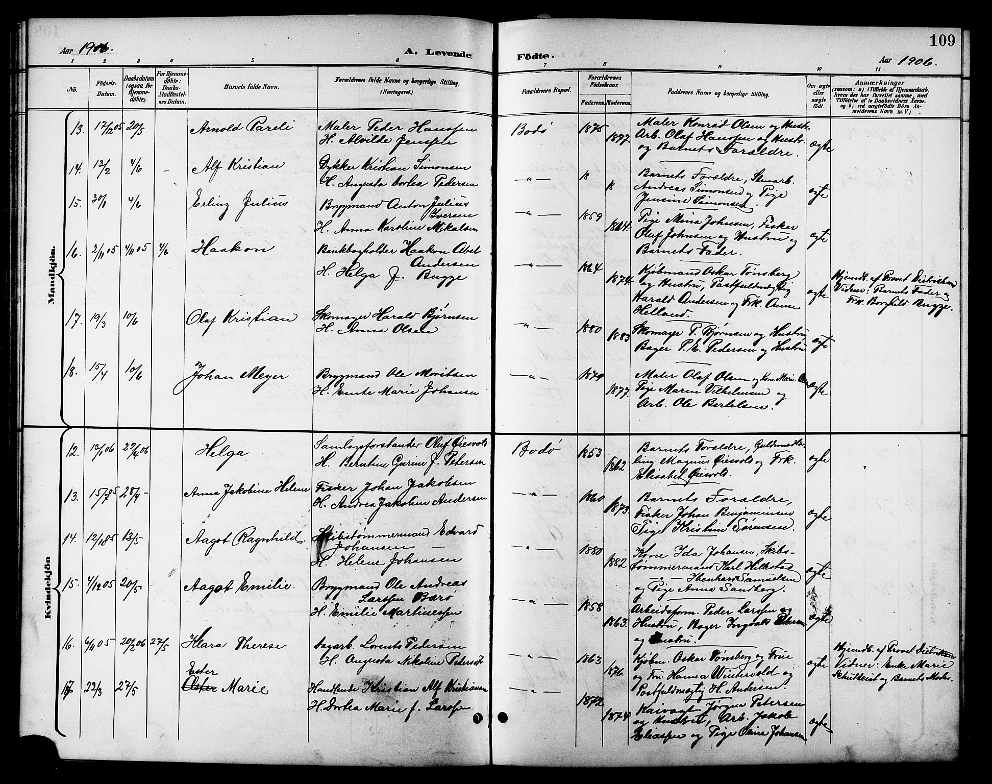 Ministerialprotokoller, klokkerbøker og fødselsregistre - Nordland, AV/SAT-A-1459/801/L0033: Parish register (copy) no. 801C08, 1898-1910, p. 109