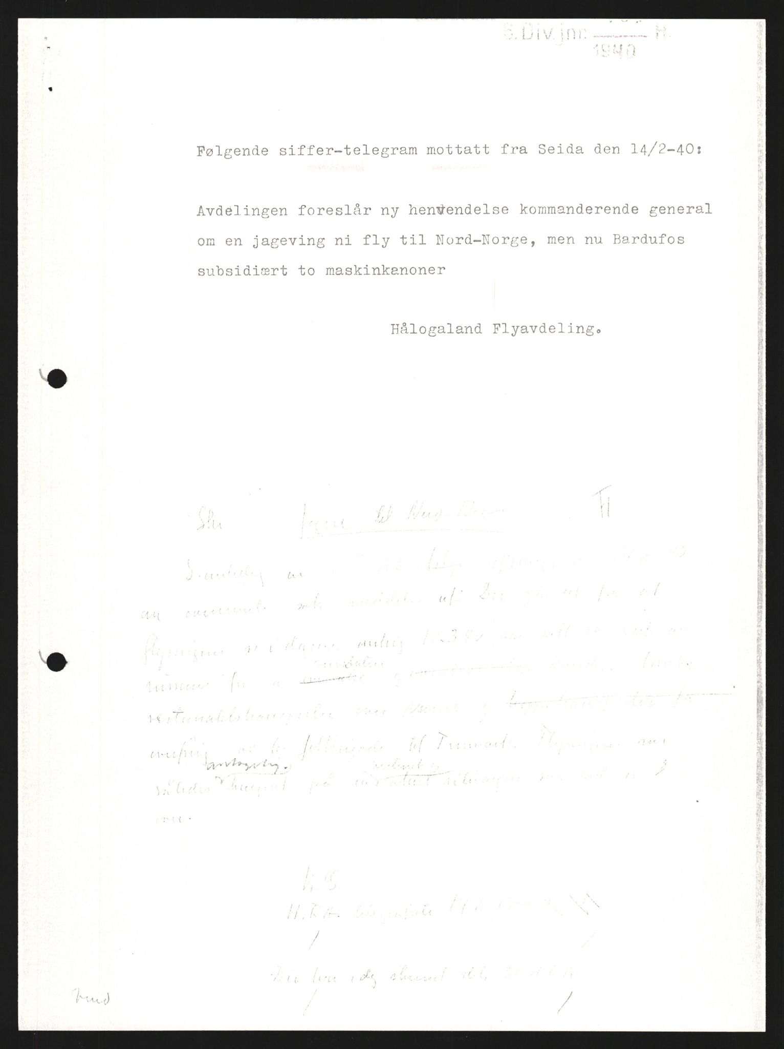 Forsvaret, Forsvarets krigshistoriske avdeling, AV/RA-RAFA-2017/Y/Yb/L0129: II-C-11-600  -  6. Divisjon / 6. Distriktskommando, 1936-1940, p. 465