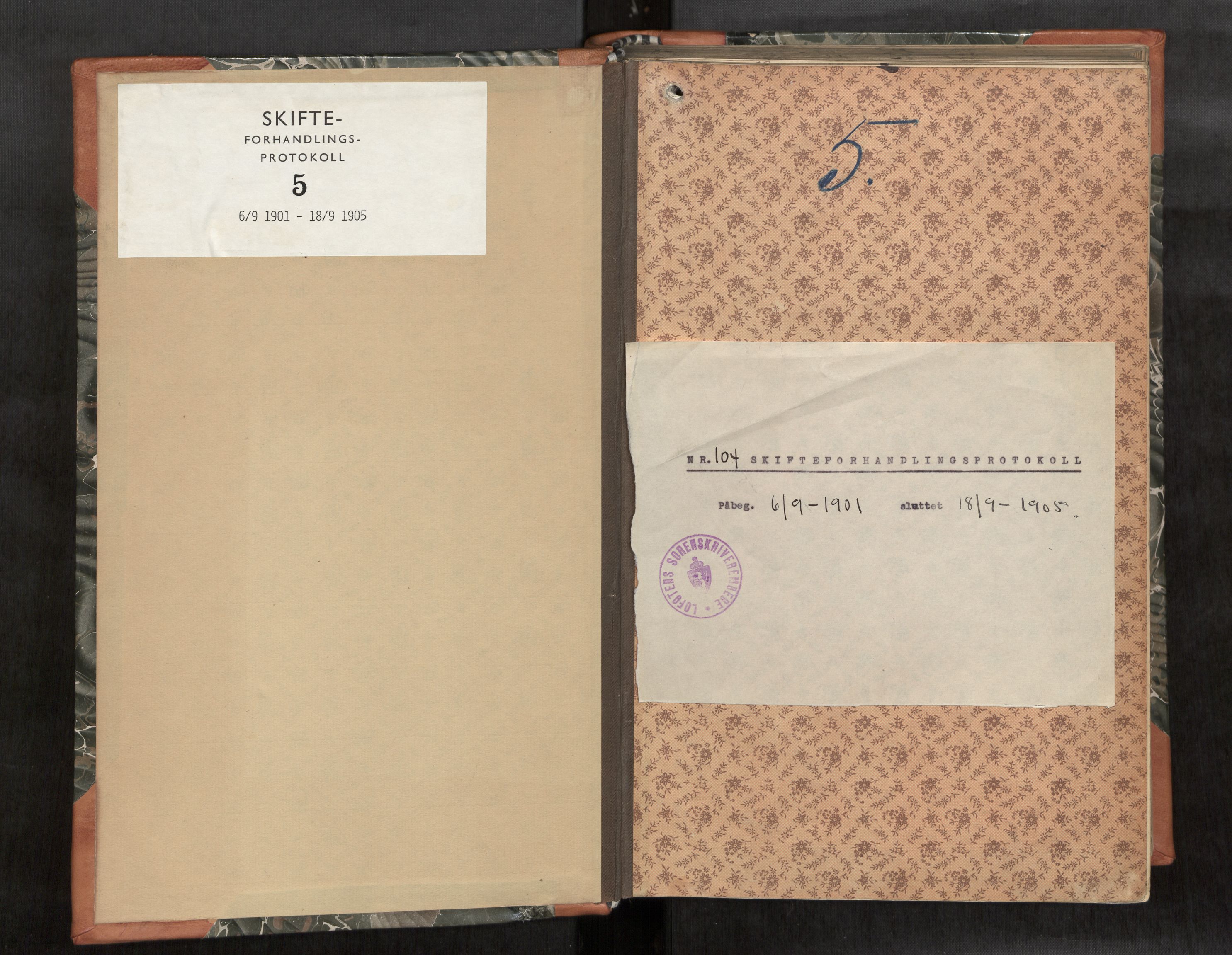 Lofoten sorenskriveri, SAT/A-0017/1/3/3B/L0005: Skifteforhandlings-protokoll, 1901-1905