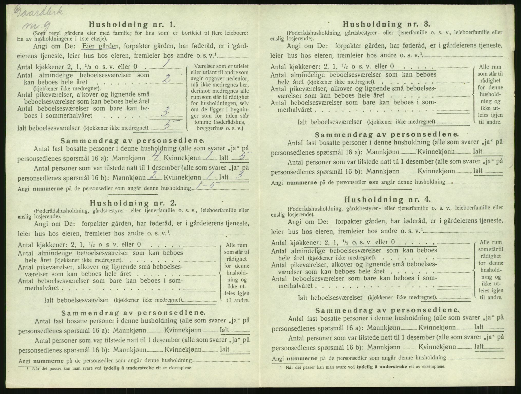 SAT, 1920 census for Tingvoll, 1920, p. 291