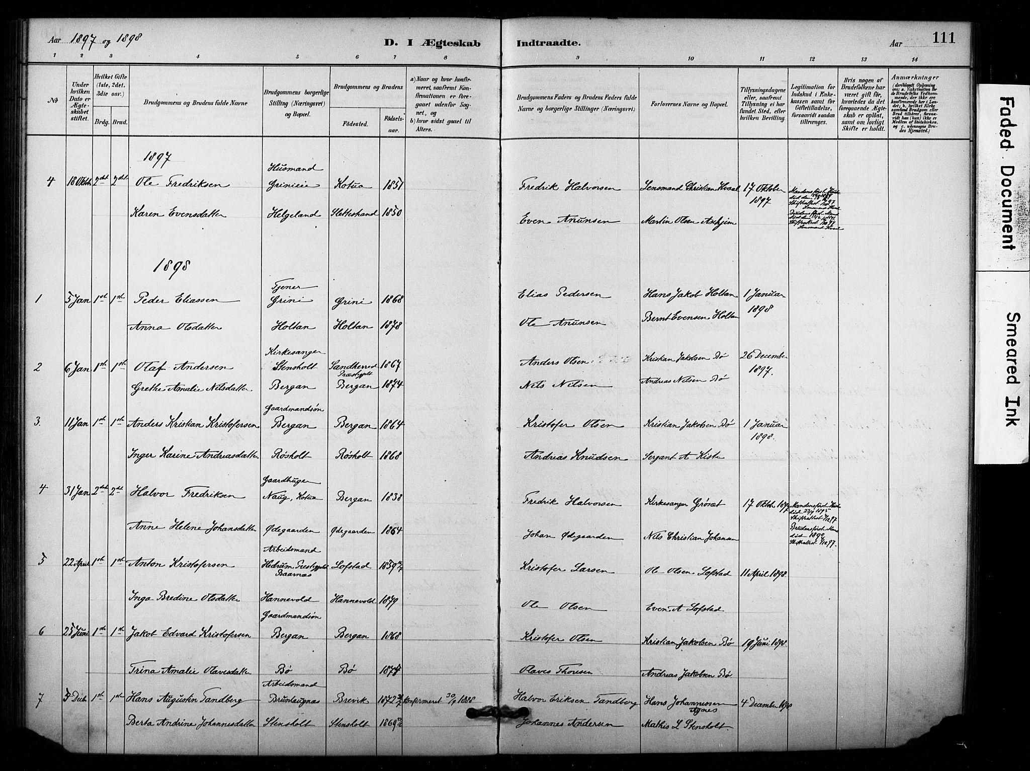 Lardal kirkebøker, AV/SAKO-A-350/F/Fd/L0001: Parish register (official) no. IV 1, 1881-1907, p. 111