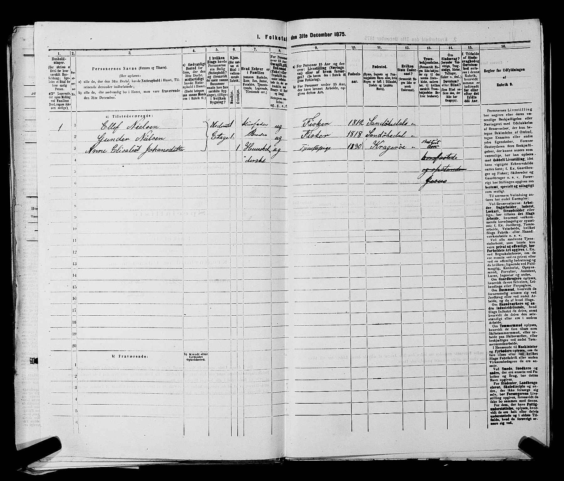 SAKO, 1875 census for 0801P Kragerø, 1875, p. 612