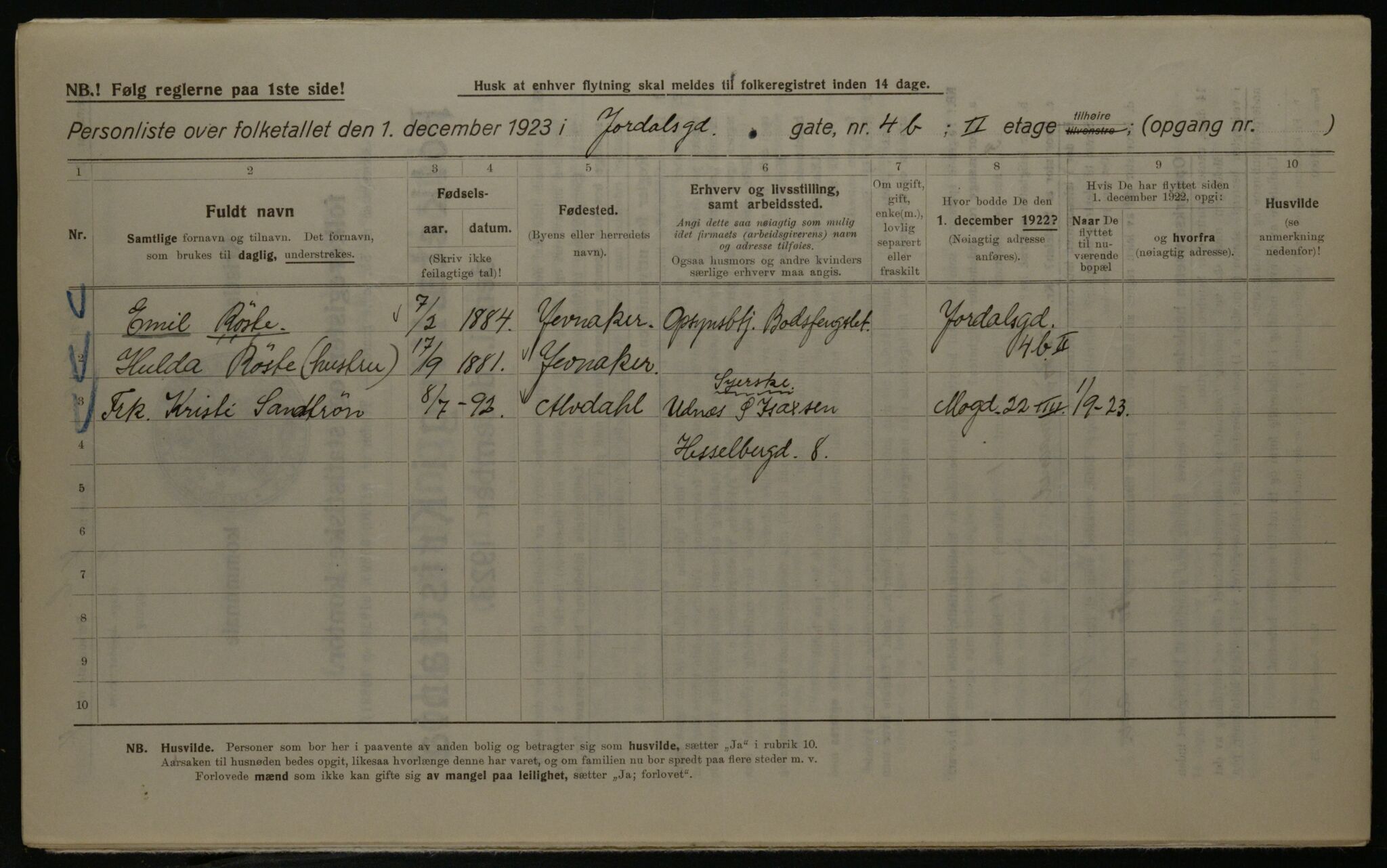 OBA, Municipal Census 1923 for Kristiania, 1923, p. 53099