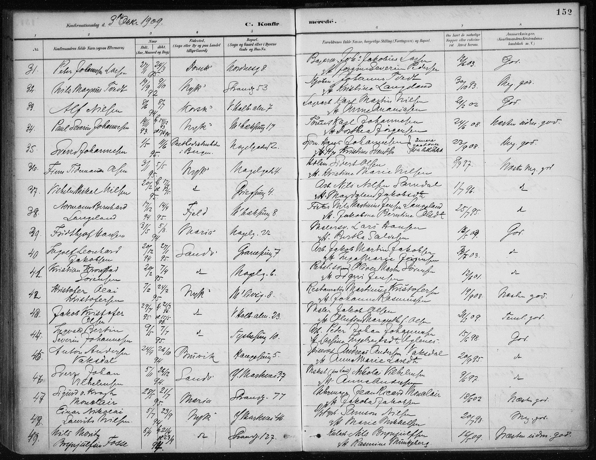 Nykirken Sokneprestembete, SAB/A-77101/H/Haa/L0027: Parish register (official) no. C 6, 1886-1913, p. 152