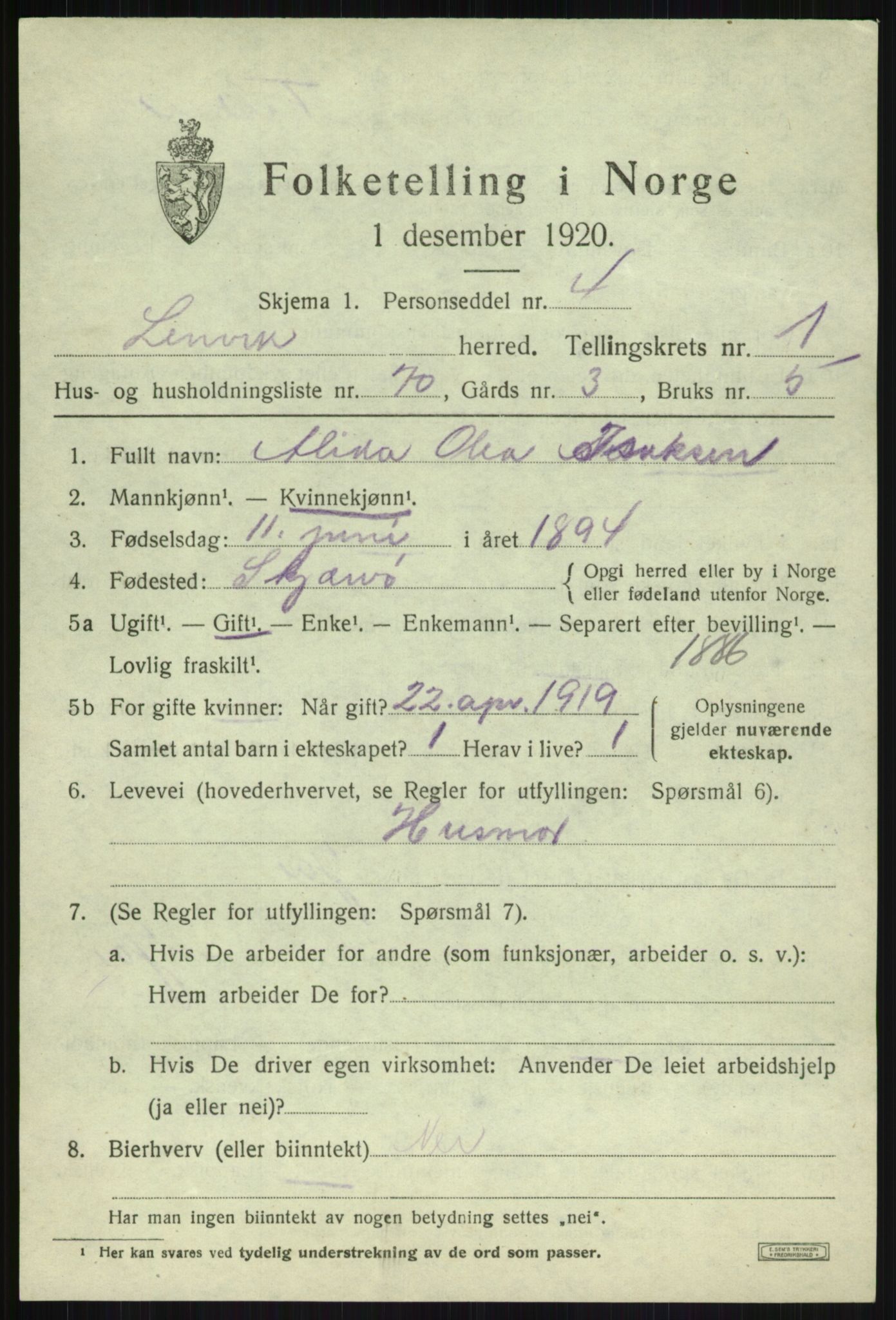 SATØ, 1920 census for Lenvik, 1920, p. 2782