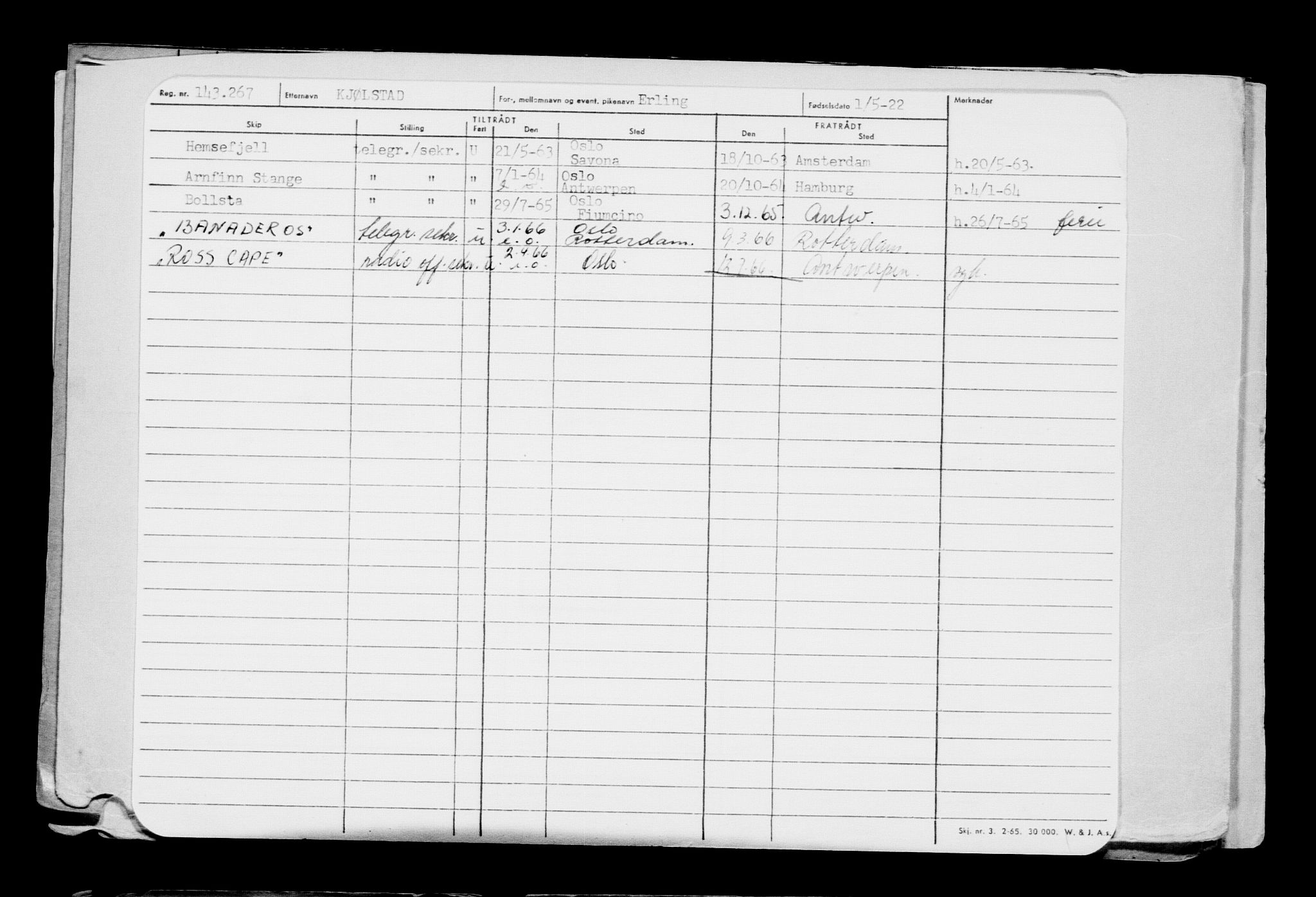 Direktoratet for sjømenn, AV/RA-S-3545/G/Gb/L0206: Hovedkort, 1922, p. 8