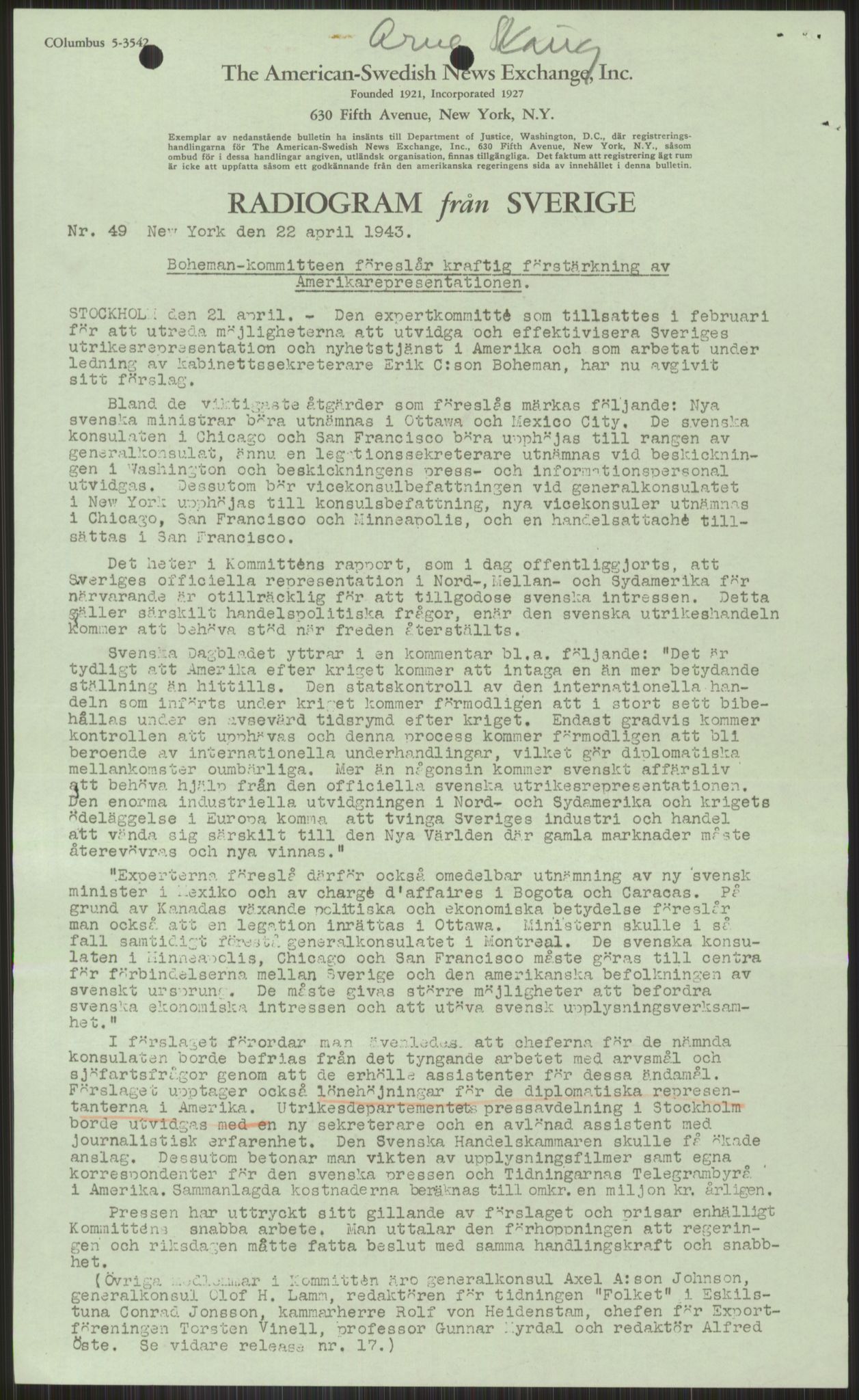 Lie, Trygve, AV/RA-PA-1407/D/L0006: Blandet og privat korrespondanse., 1941-1960, p. 311
