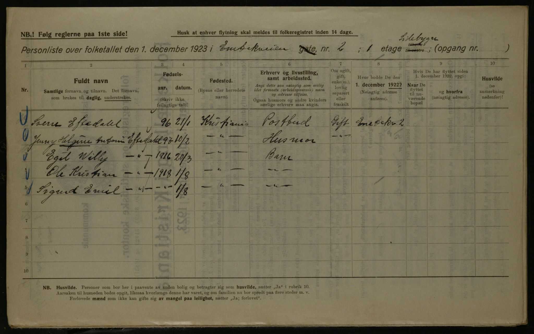 OBA, Municipal Census 1923 for Kristiania, 1923, p. 23447