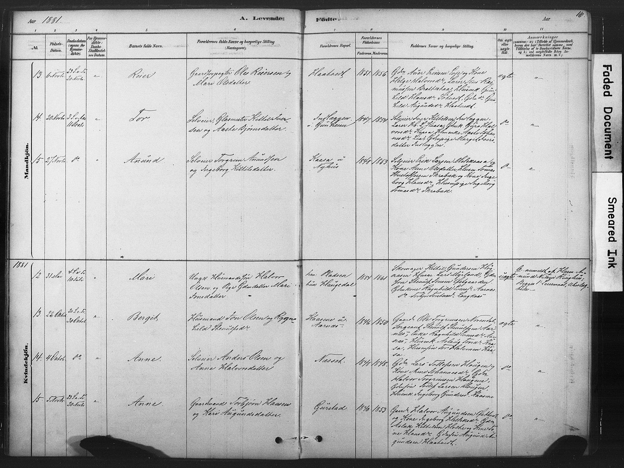 Sauherad kirkebøker, SAKO/A-298/F/Fb/L0002: Parish register (official) no. II 2, 1878-1901, p. 16