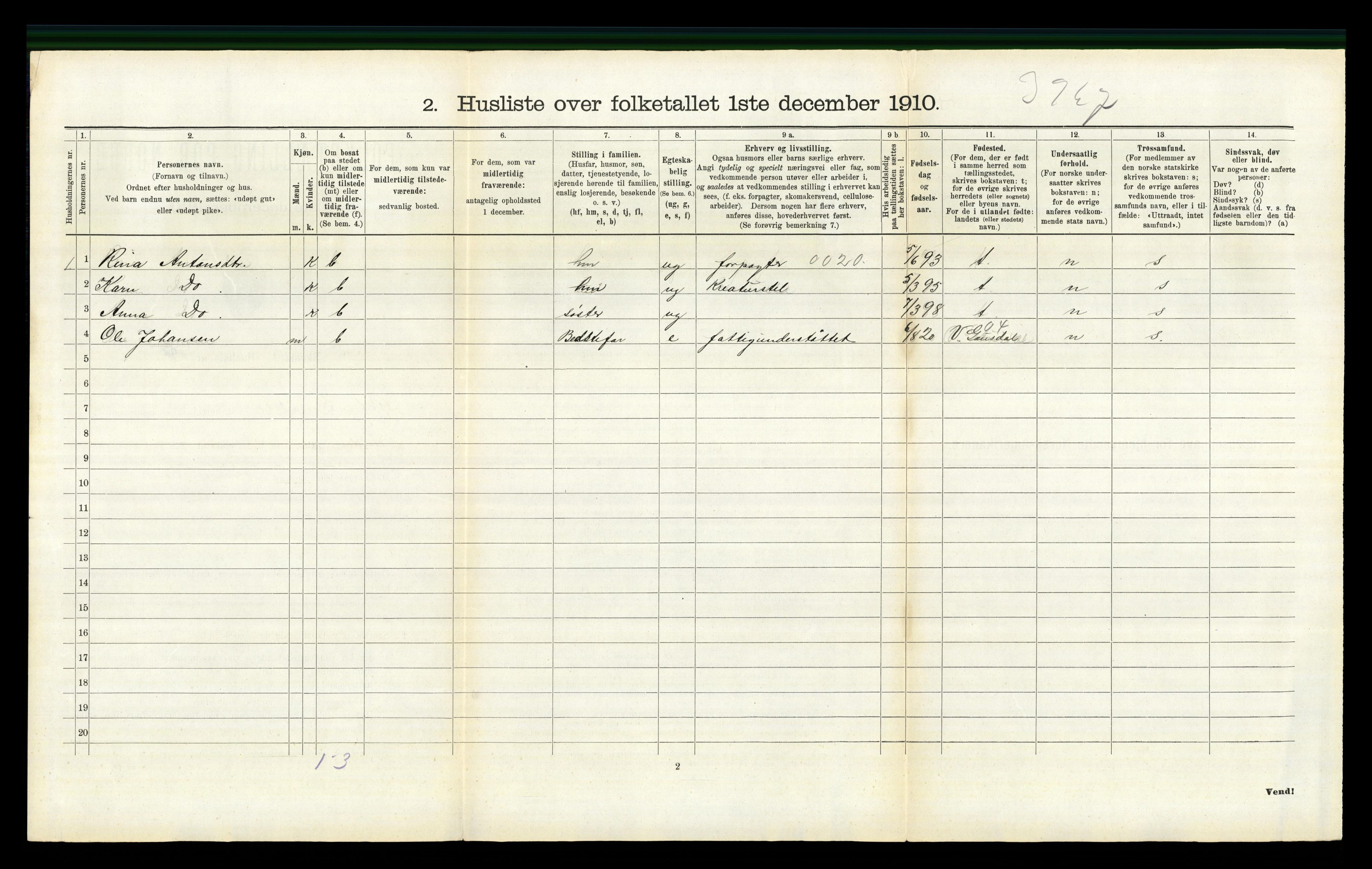 RA, 1910 census for Østre Gausdal, 1910, p. 323