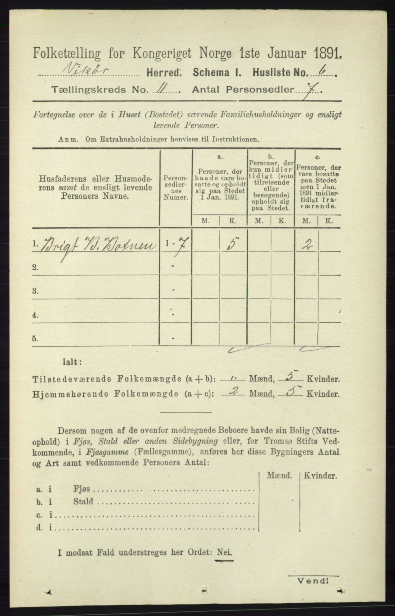 RA, 1891 census for 1238 Vikør, 1891, p. 3132