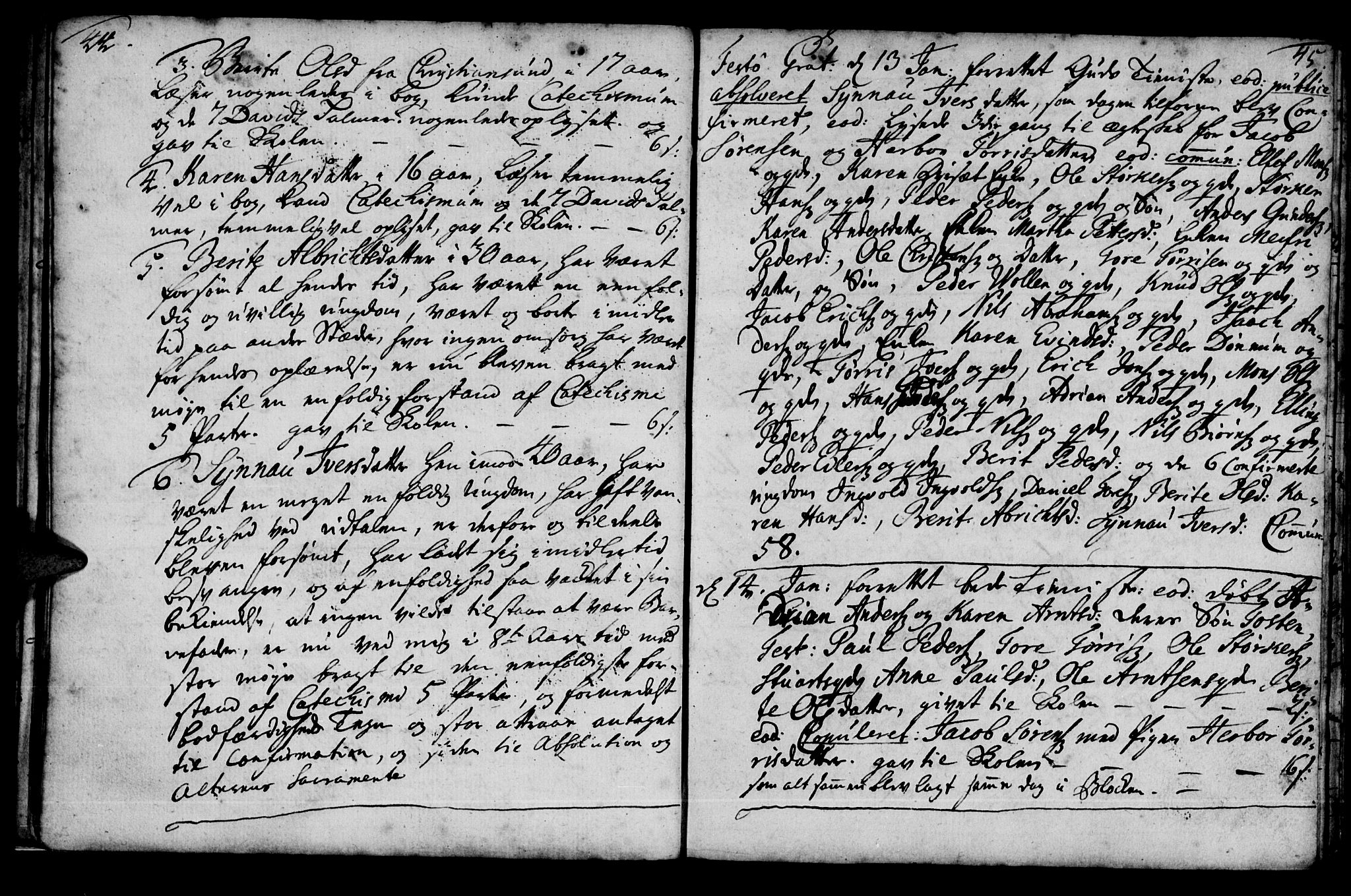 Ministerialprotokoller, klokkerbøker og fødselsregistre - Møre og Romsdal, AV/SAT-A-1454/574/L0875: Parish register (official) no. 574A01, 1733-1753, p. 44-45