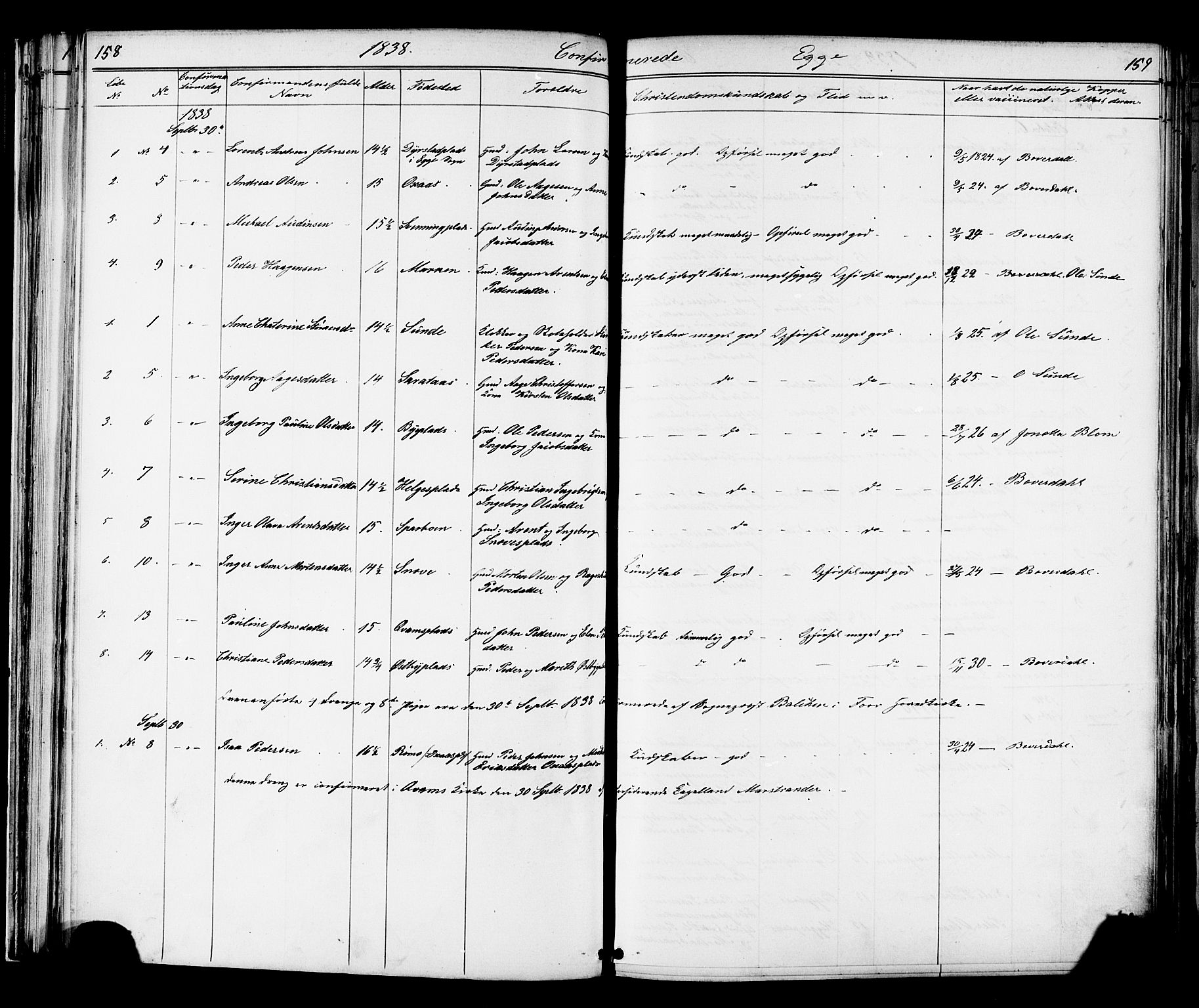 Ministerialprotokoller, klokkerbøker og fødselsregistre - Nord-Trøndelag, SAT/A-1458/739/L0367: Parish register (official) no. 739A01 /3, 1838-1868, p. 158-159