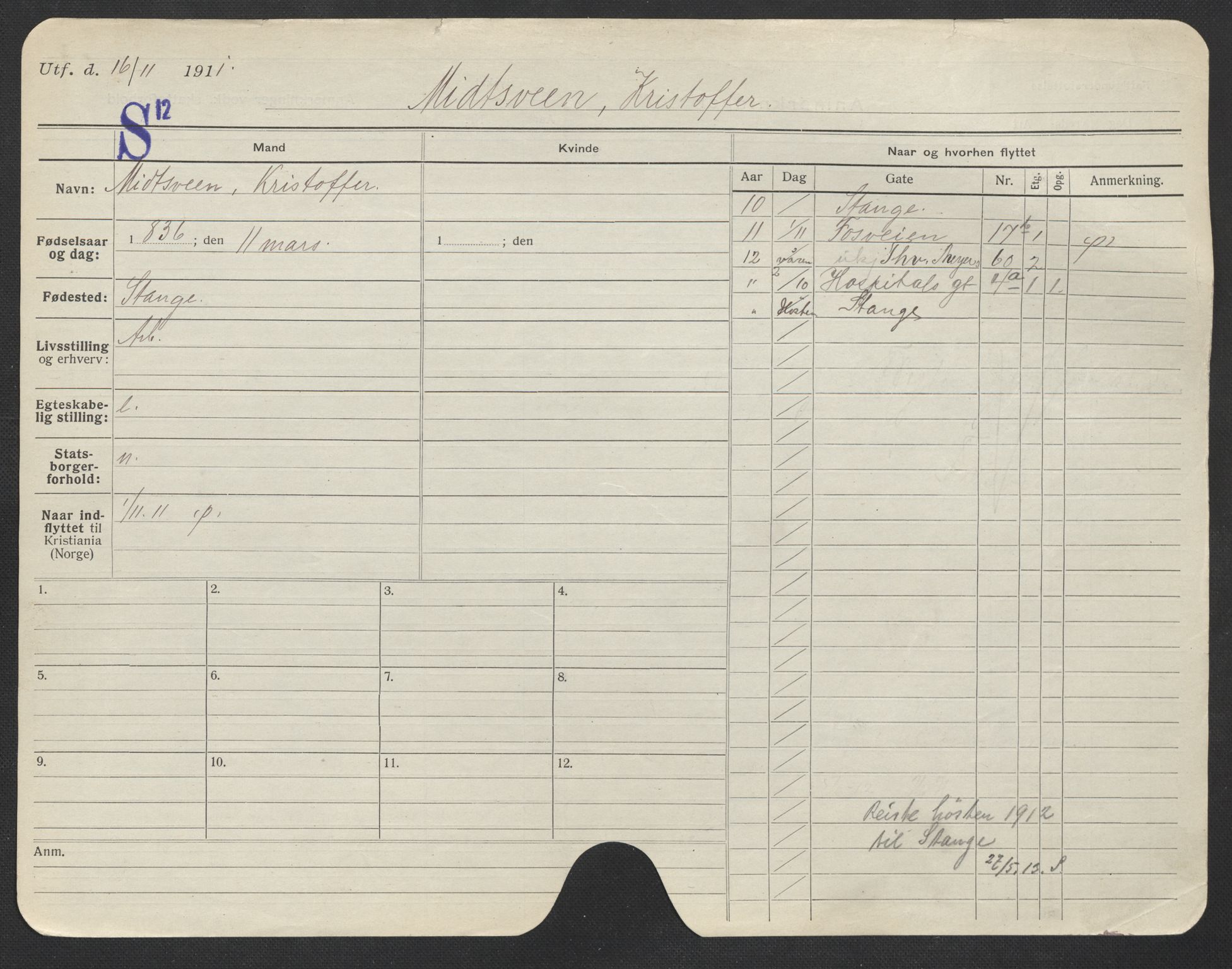 Oslo folkeregister, Registerkort, AV/SAO-A-11715/F/Fa/Fac/L0007: Menn, 1906-1914, p. 774a