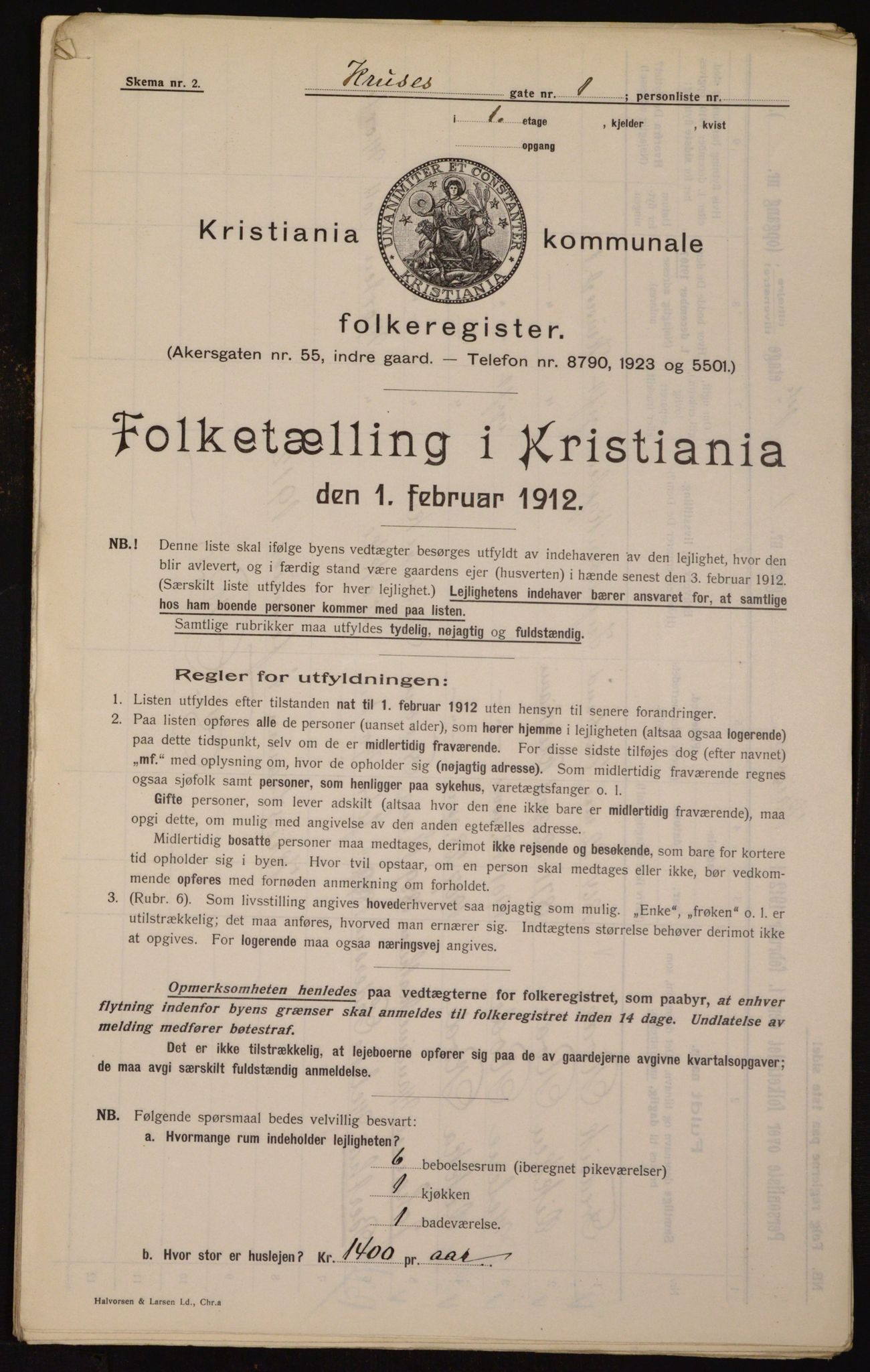 OBA, Municipal Census 1912 for Kristiania, 1912, p. 55200
