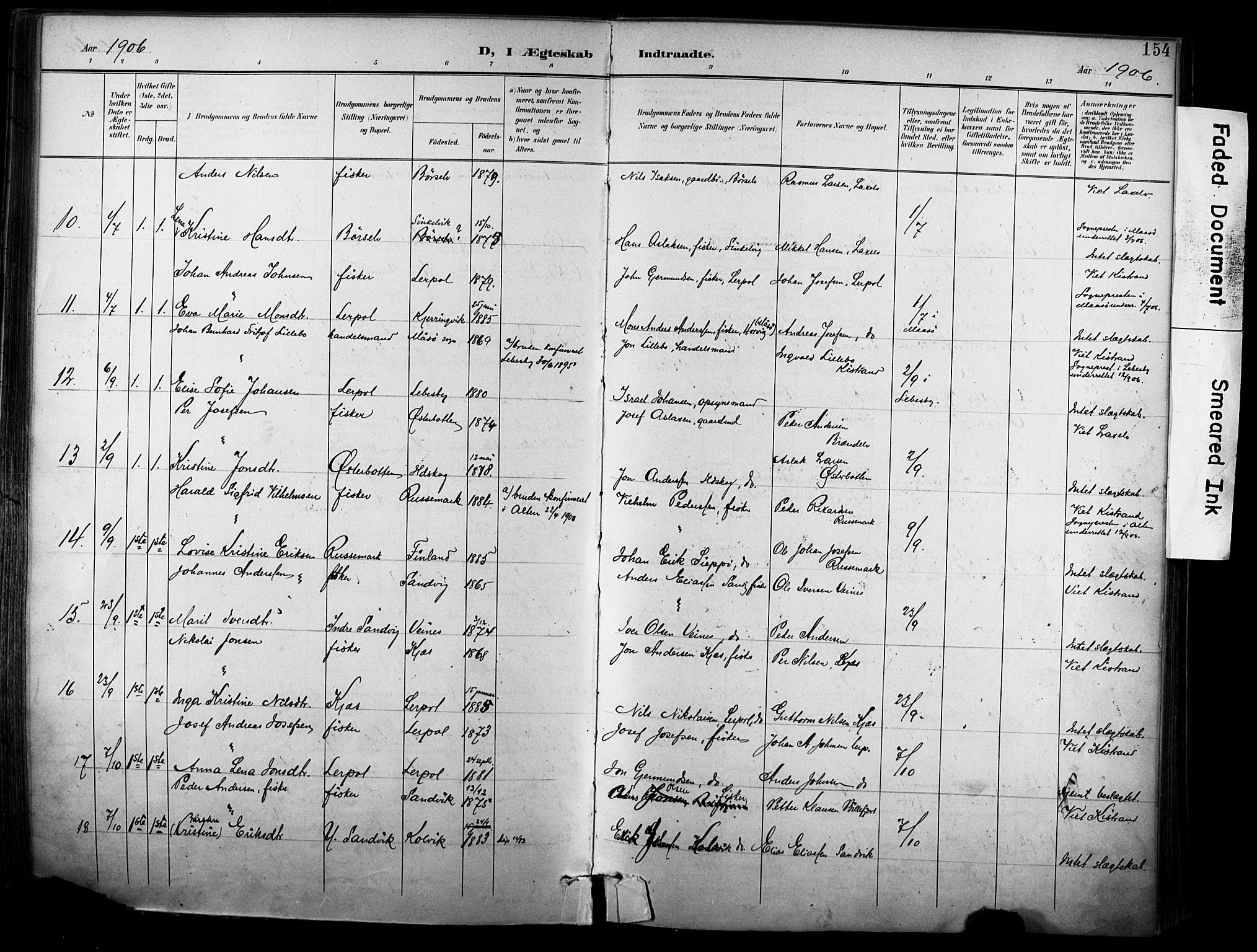 Kistrand/Porsanger sokneprestembete, SATØ/S-1351/H/Ha/L0013.kirke: Parish register (official) no. 13, 1899-1907, p. 154