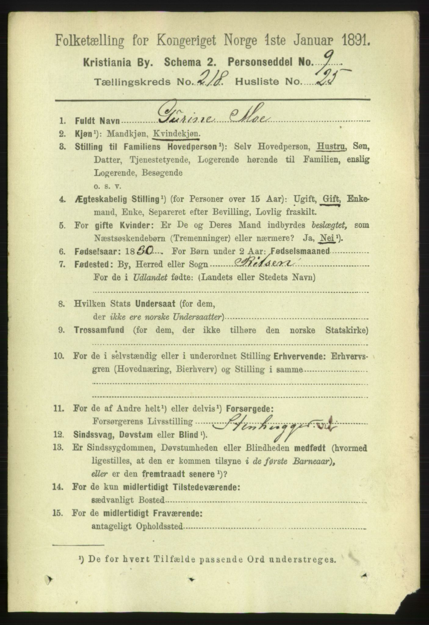 RA, 1891 census for 0301 Kristiania, 1891, p. 129626