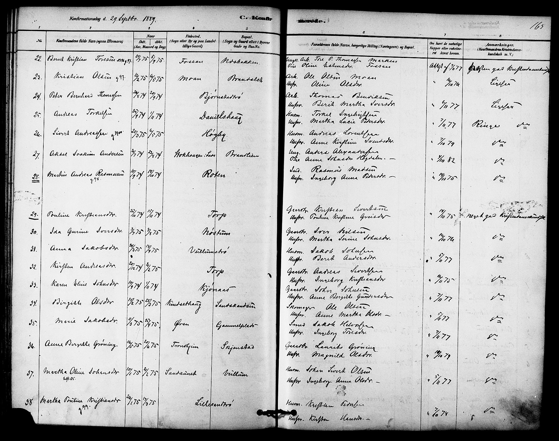 Ministerialprotokoller, klokkerbøker og fødselsregistre - Sør-Trøndelag, SAT/A-1456/616/L0410: Parish register (official) no. 616A07, 1878-1893, p. 163