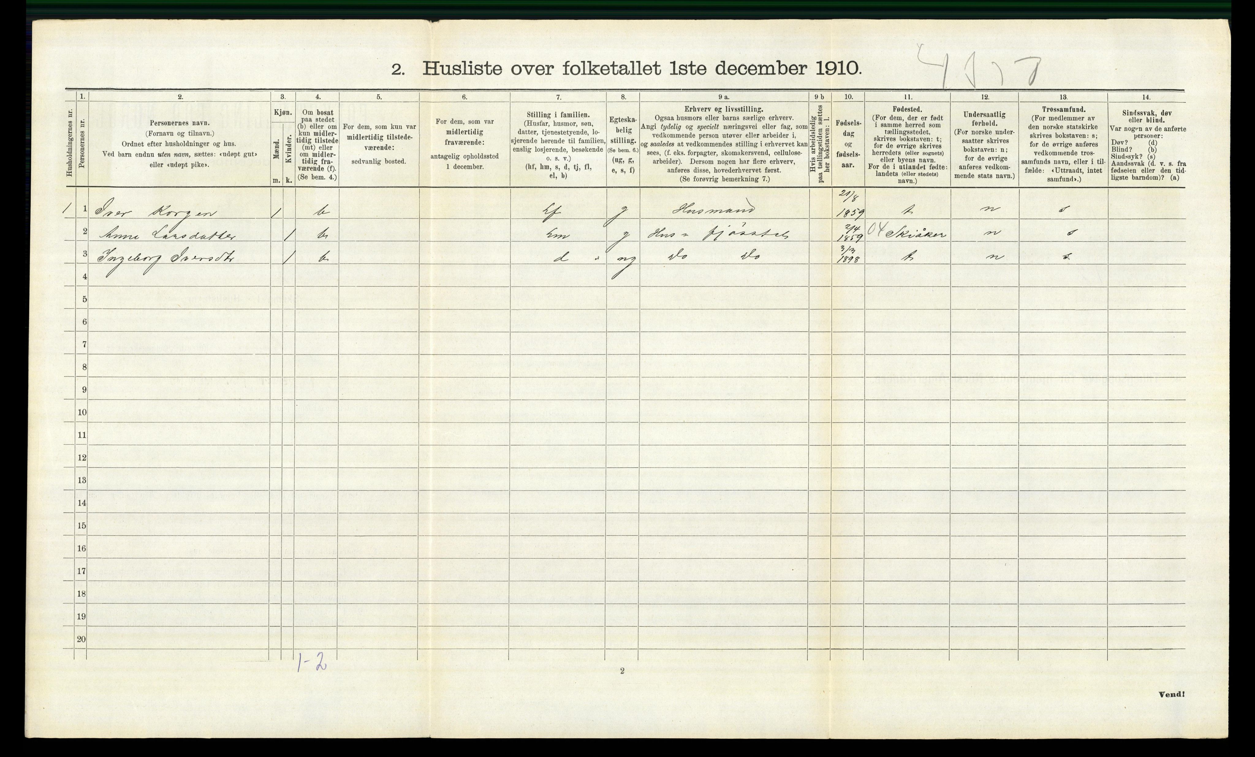 RA, 1910 census for Fåberg, 1910, p. 1507