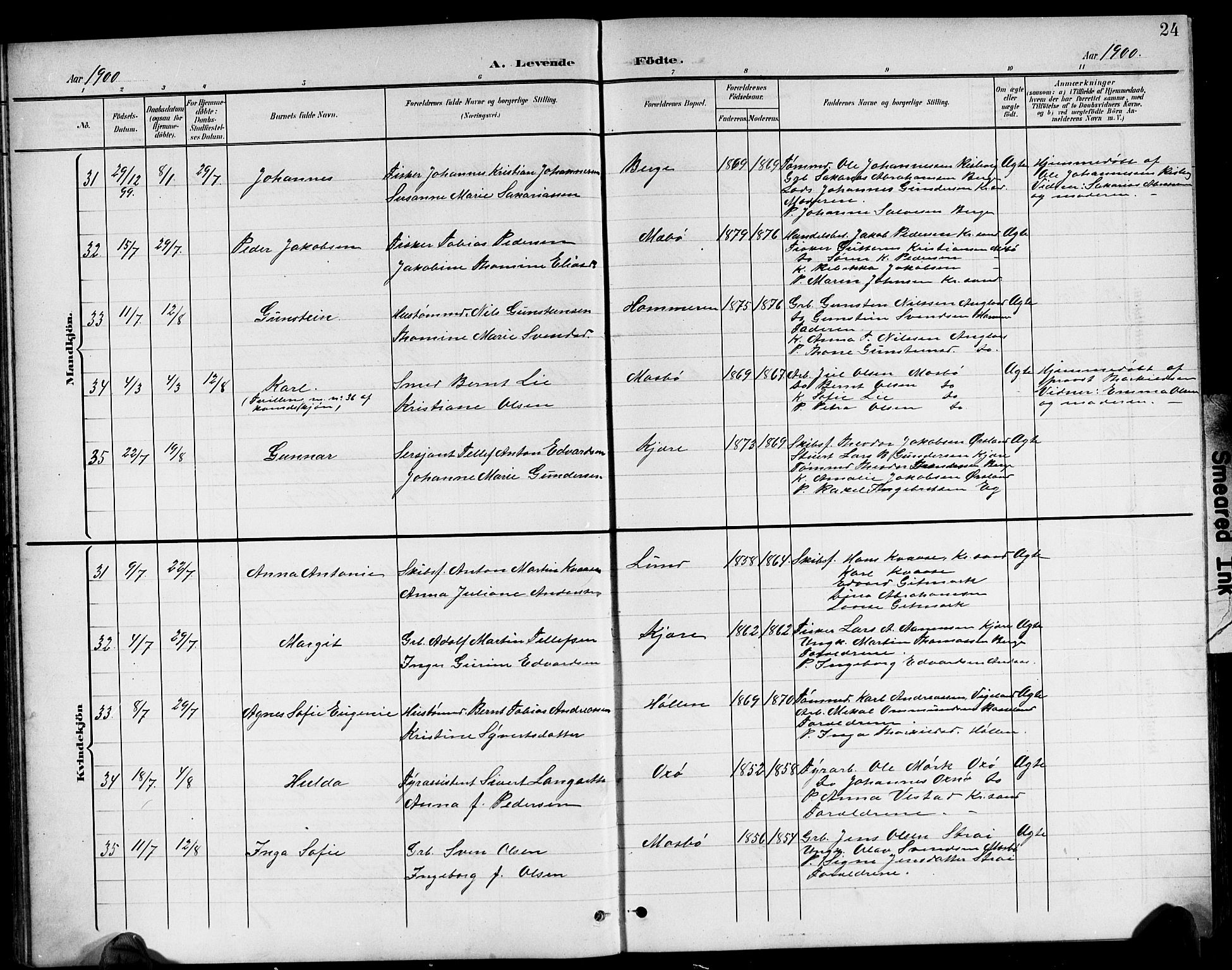 Oddernes sokneprestkontor, AV/SAK-1111-0033/F/Fb/Fba/L0009: Parish register (copy) no. B 9, 1899-1923, p. 24