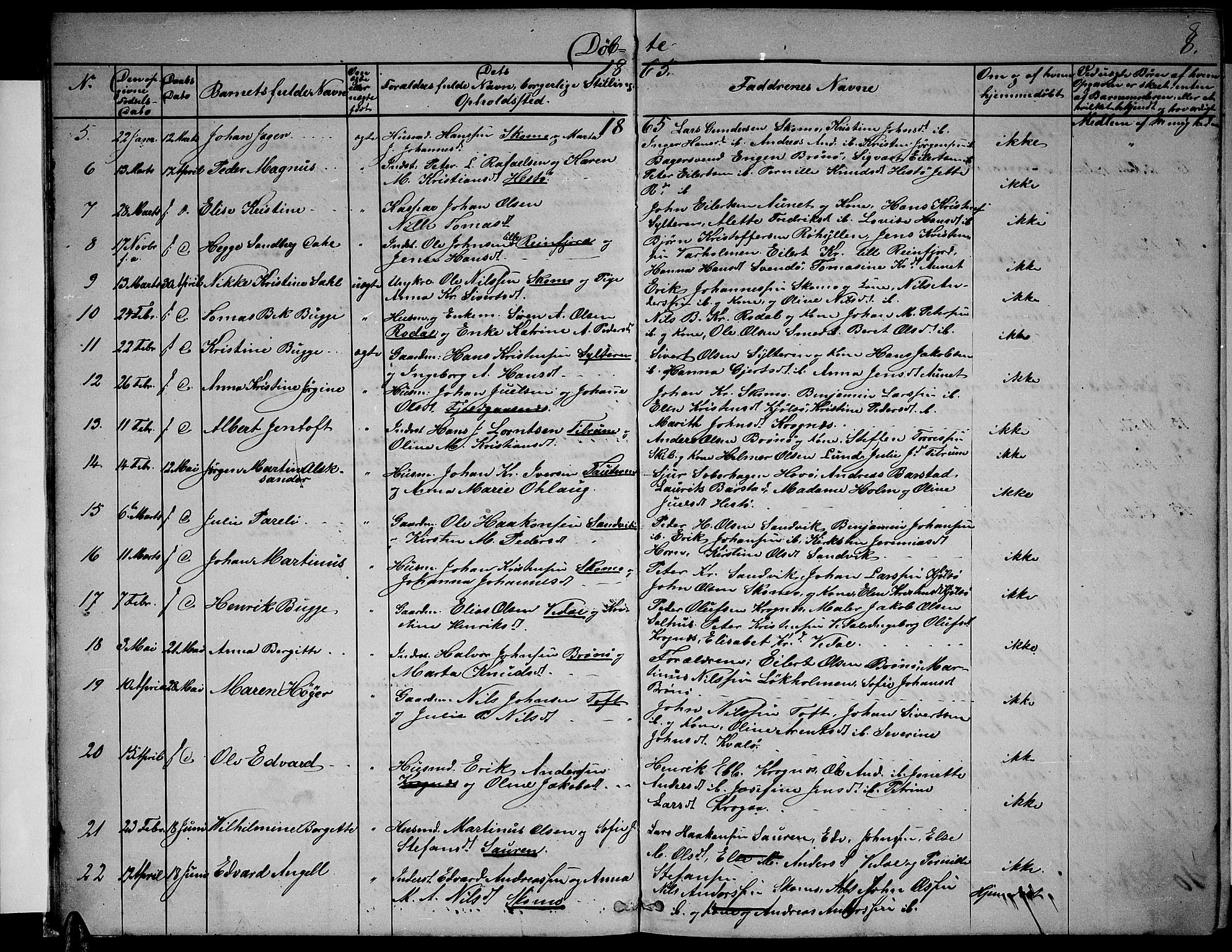 Ministerialprotokoller, klokkerbøker og fødselsregistre - Nordland, SAT/A-1459/813/L0212: Parish register (copy) no. 813C04, 1864-1886, p. 8