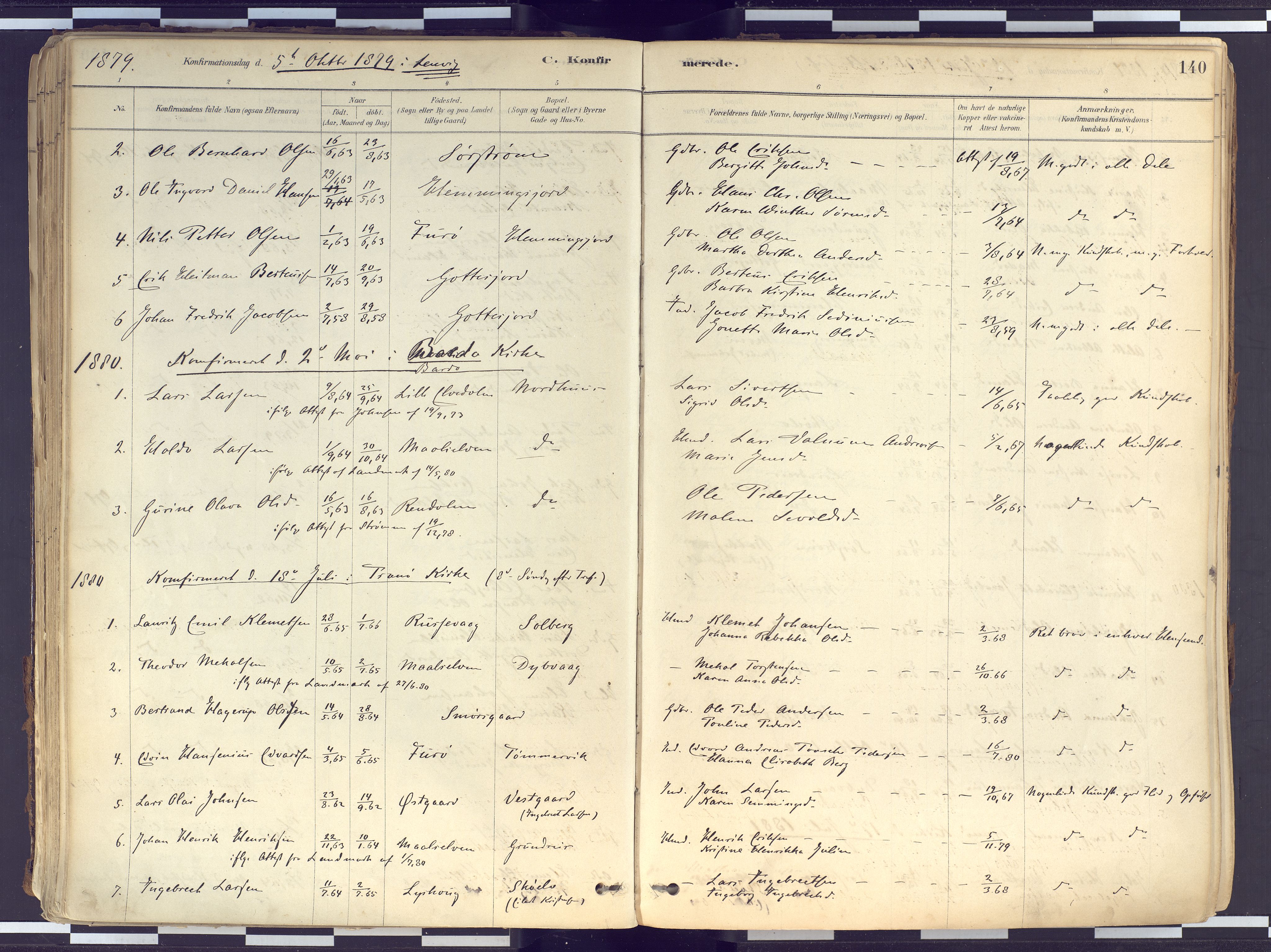 Tranøy sokneprestkontor, SATØ/S-1313/I/Ia/Iaa/L0010kirke: Parish register (official) no. 10, 1878-1904, p. 140