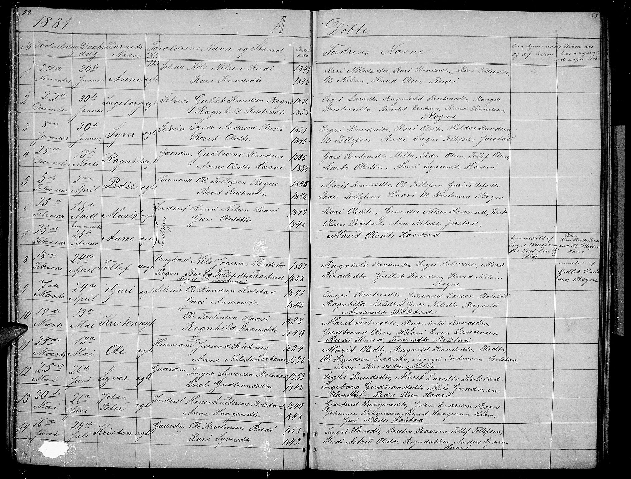 Øystre Slidre prestekontor, SAH/PREST-138/H/Ha/Hab/L0003: Parish register (copy) no. 3, 1866-1886, p. 52-53