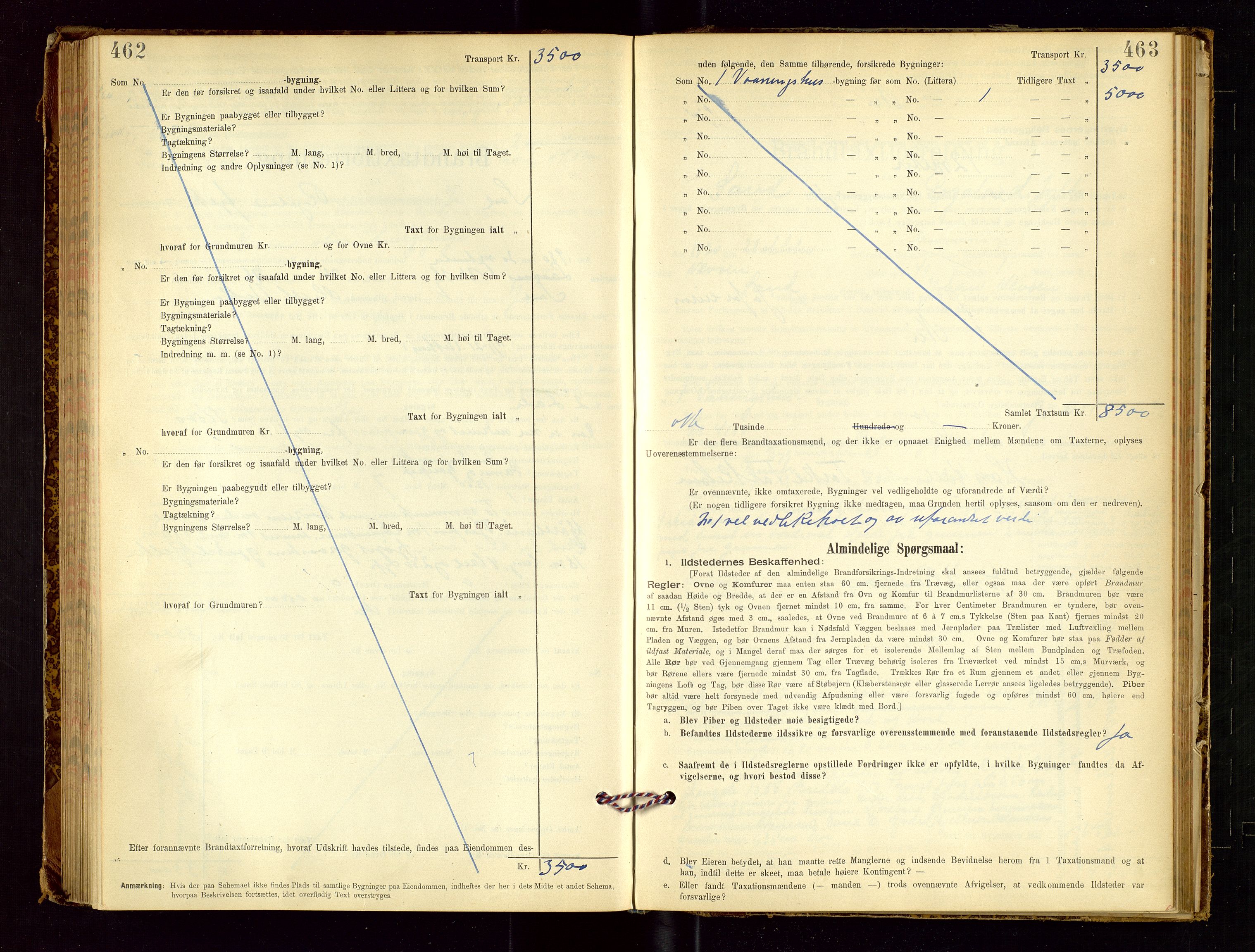 Sand lensmannskontor, SAST/A-100415/Goc/L0001: "Brandtaxationsprotokol", 1895-1935, p. 462-463