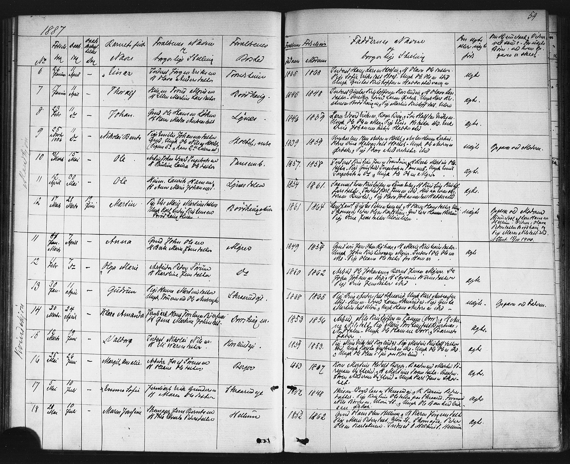 Eidsvoll prestekontor Kirkebøker, AV/SAO-A-10888/G/Gb/L0002: Parish register (copy) no. II 2, 1877-1897, p. 54