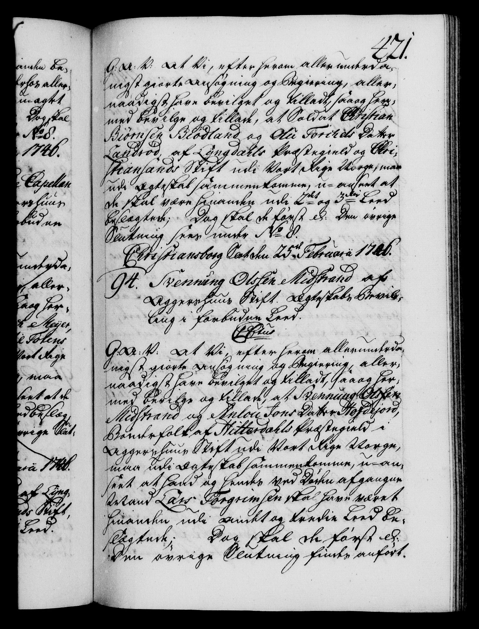 Danske Kanselli 1572-1799, AV/RA-EA-3023/F/Fc/Fca/Fcaa/L0034: Norske registre, 1745-1746, p. 421a