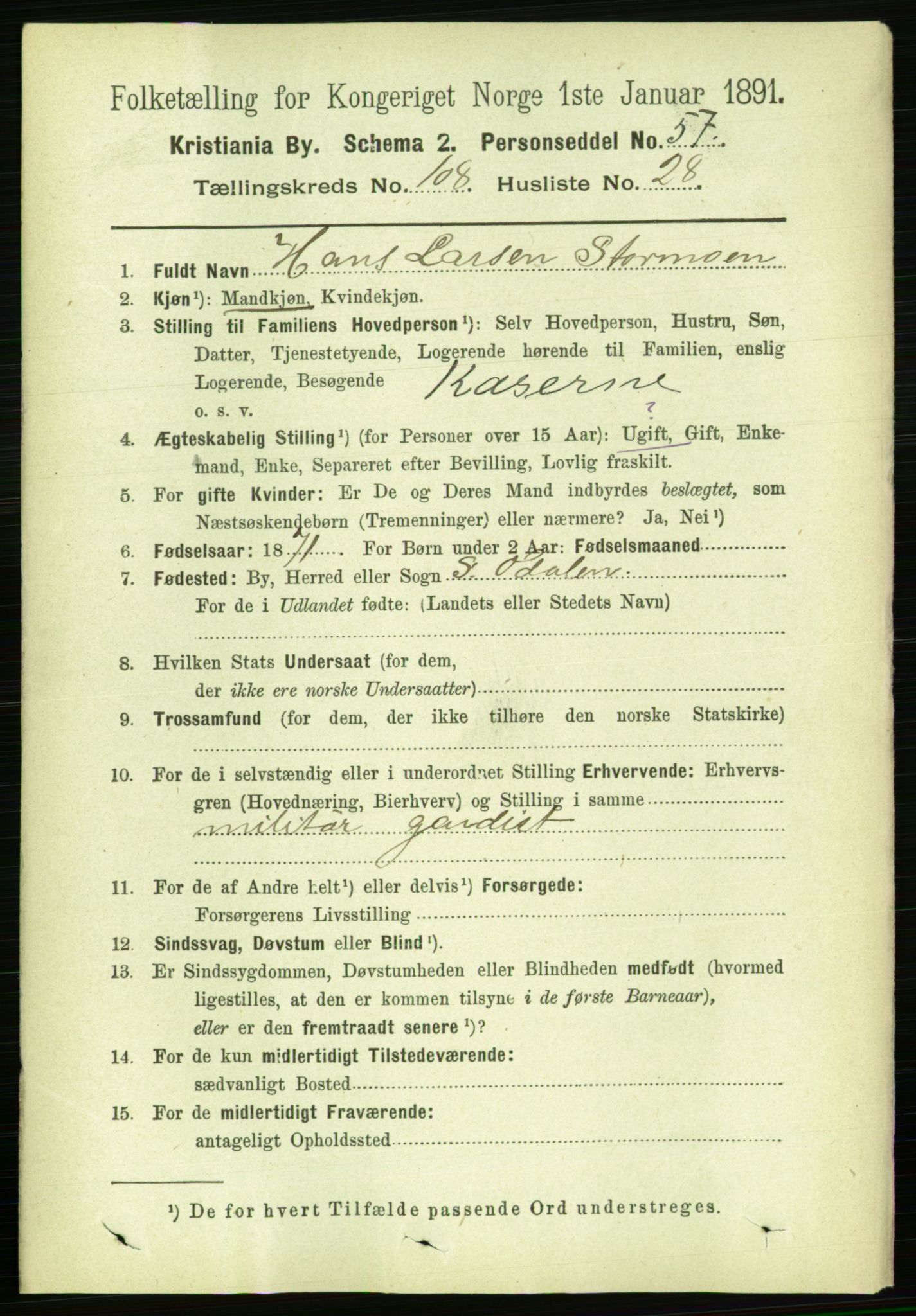 RA, 1891 census for 0301 Kristiania, 1891, p. 56208