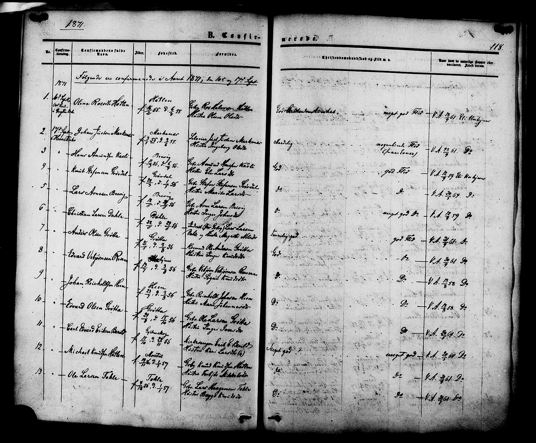 Ministerialprotokoller, klokkerbøker og fødselsregistre - Møre og Romsdal, SAT/A-1454/545/L0586: Parish register (official) no. 545A02, 1854-1877, p. 118