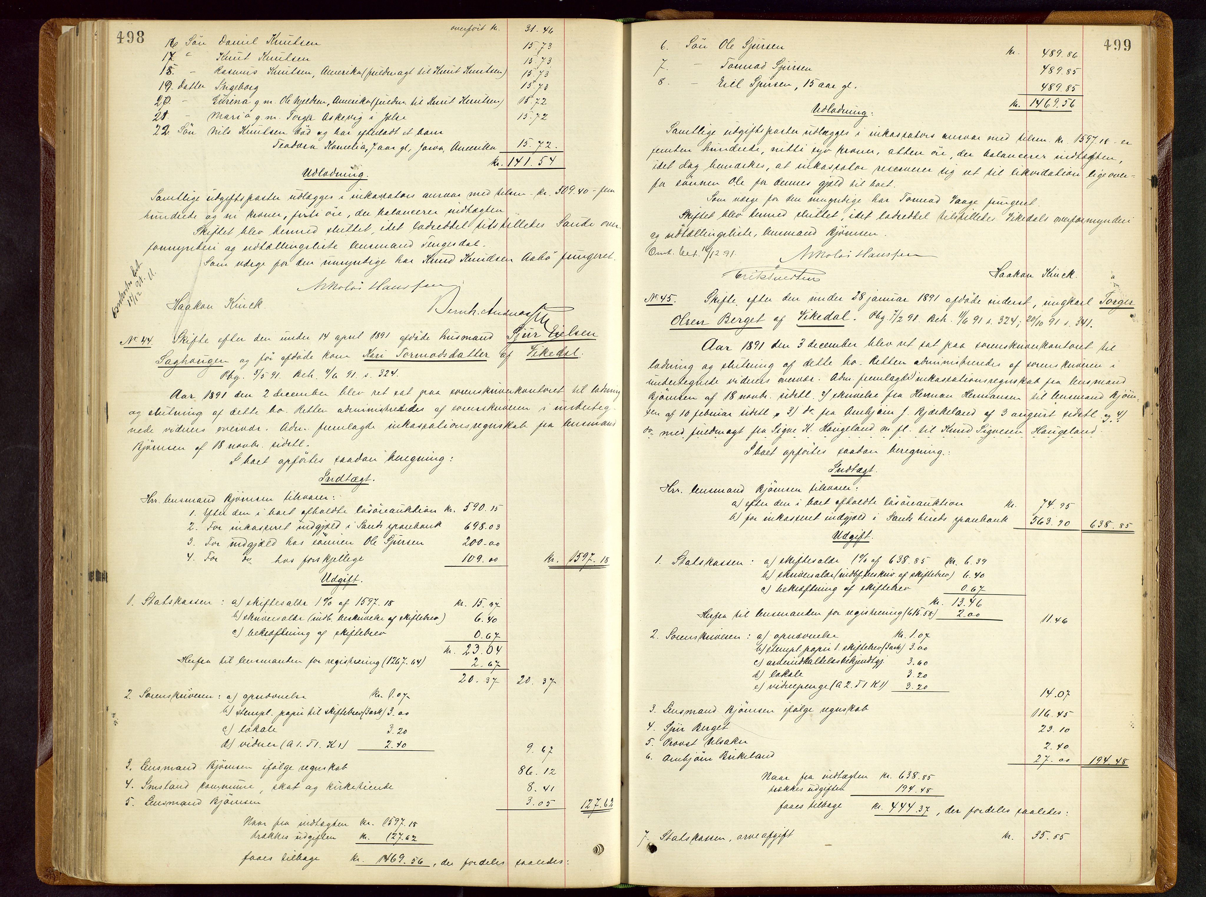 Ryfylke tingrett, AV/SAST-A-100055/001/IV/IVD/L0028: Skifteprotokoll, register i protokollen, 1885-1893, p. 498-499