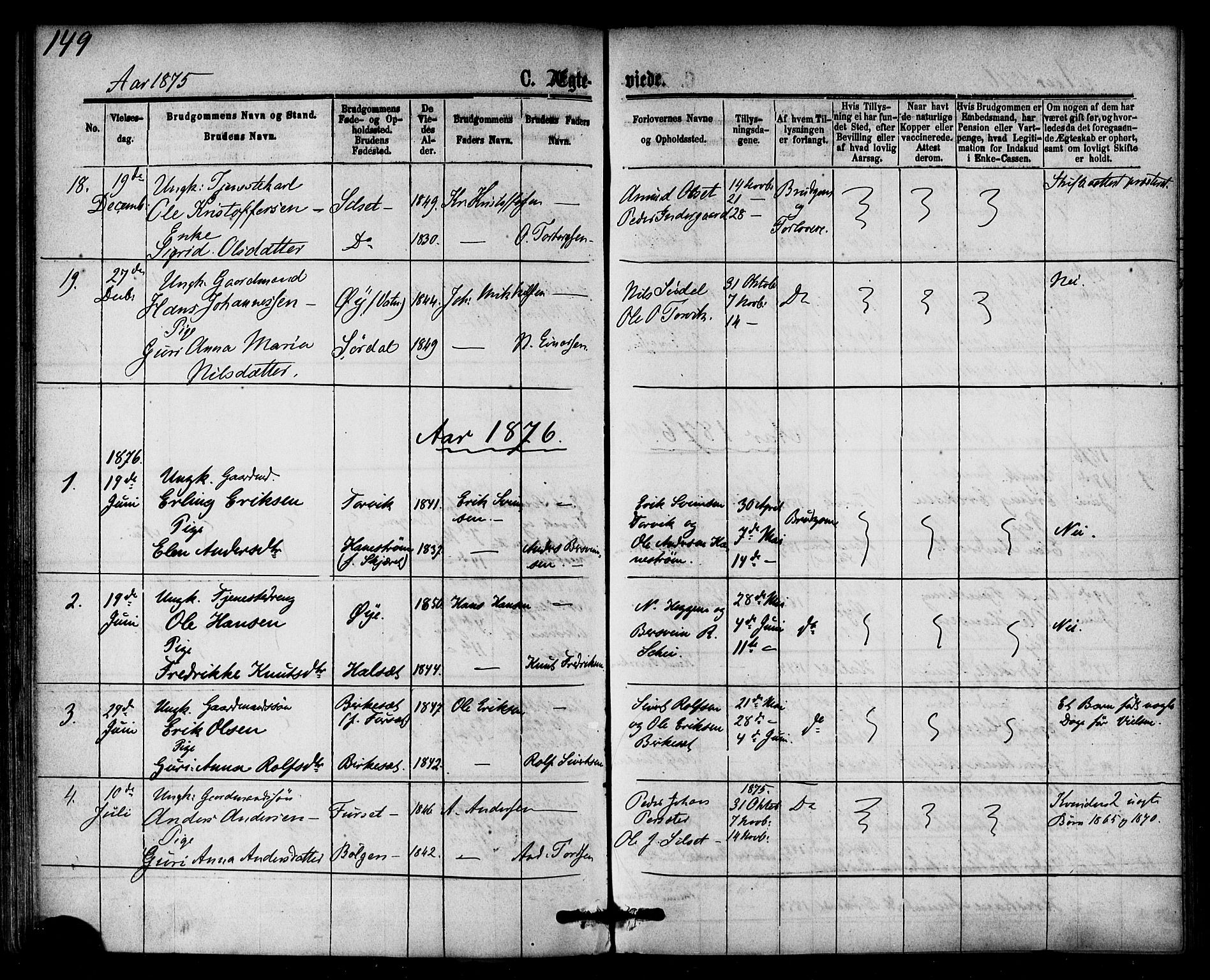 Ministerialprotokoller, klokkerbøker og fødselsregistre - Møre og Romsdal, AV/SAT-A-1454/584/L0966: Parish register (official) no. 584A06, 1869-1878, p. 149