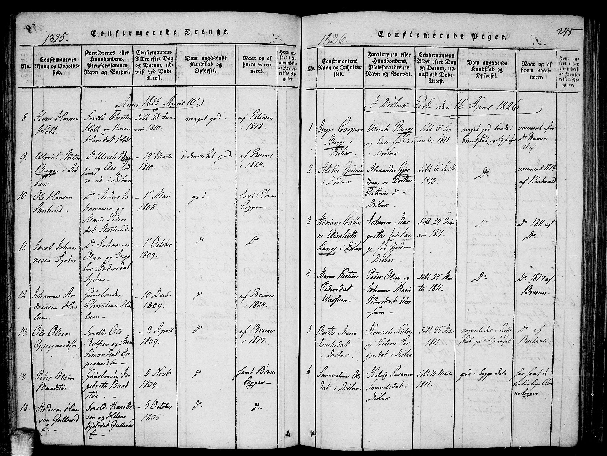 Drøbak prestekontor Kirkebøker, SAO/A-10142a/F/Fa/L0001: Parish register (official) no. I 1, 1816-1842, p. 245