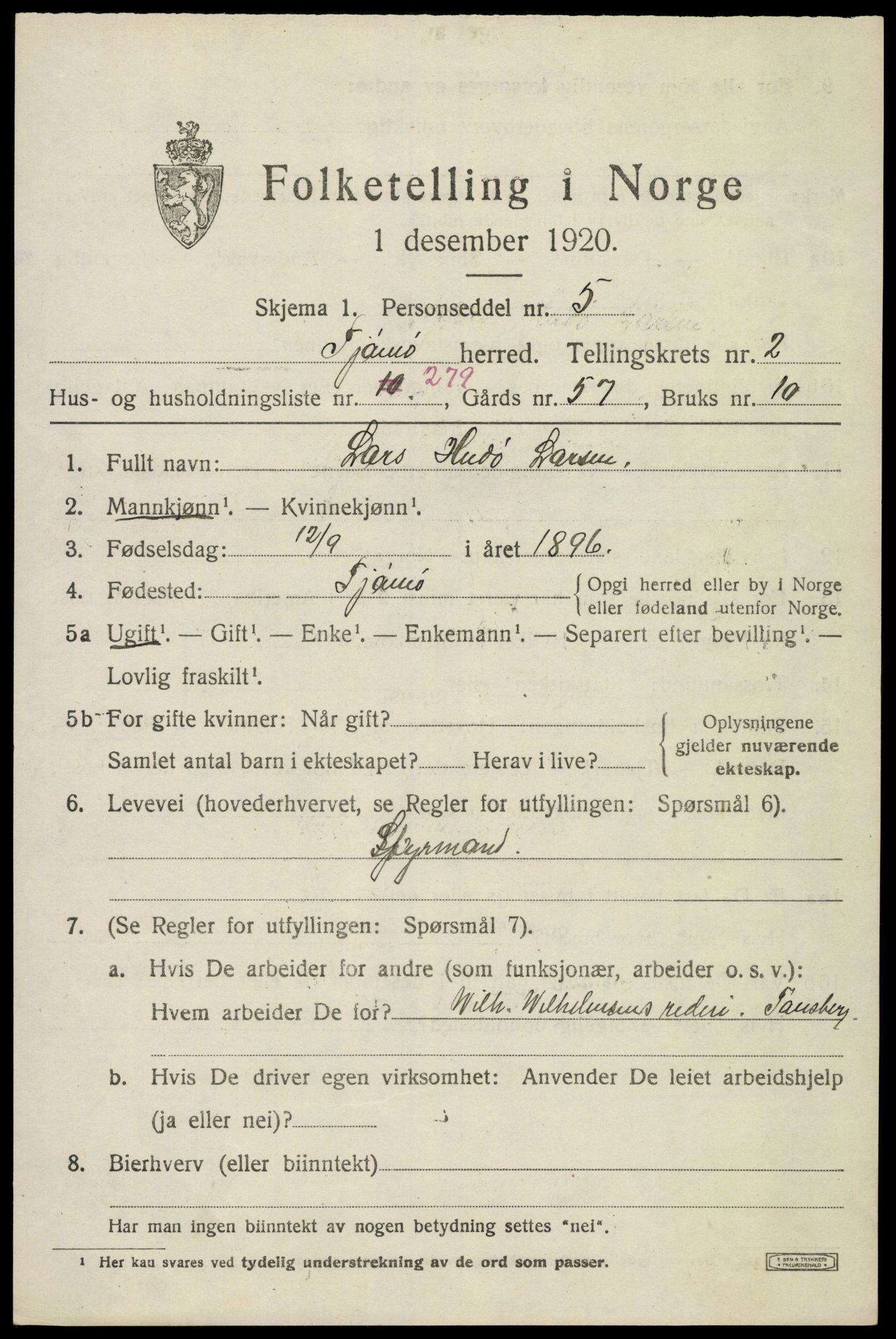 SAKO, 1920 census for Tjøme, 1920, p. 4769