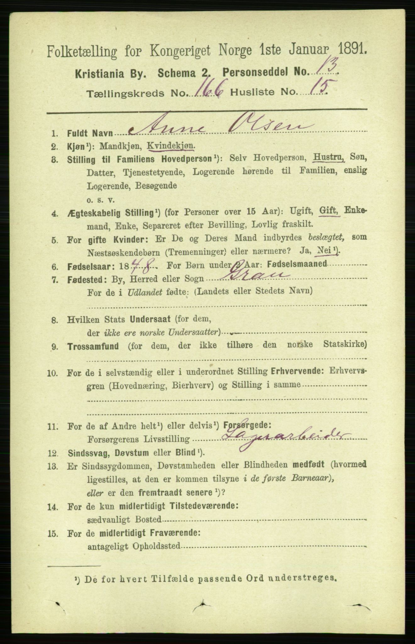 RA, 1891 census for 0301 Kristiania, 1891, p. 96996