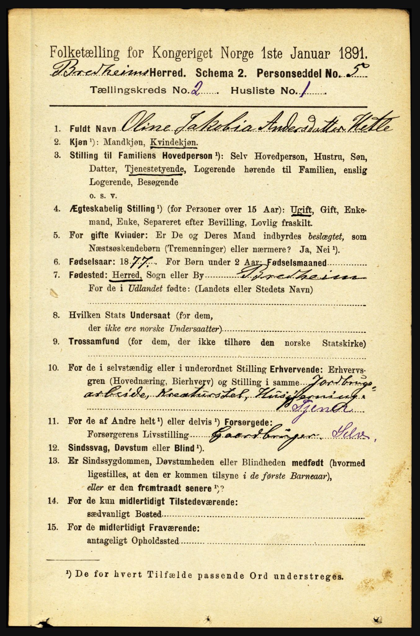 RA, 1891 census for 1446 Breim, 1891, p. 375