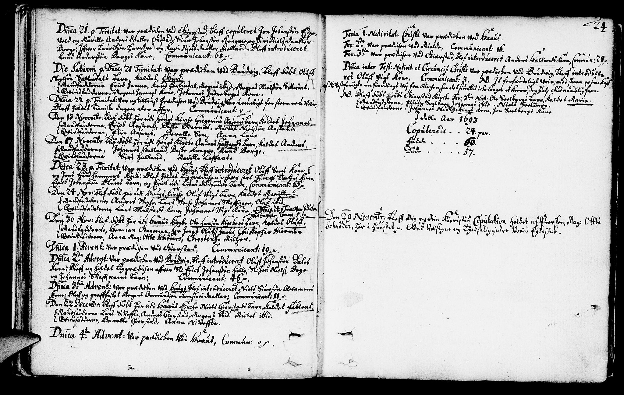 Haus sokneprestembete, AV/SAB-A-75601/H/Haa: Parish register (official) no. A 1, 1691-1712, p. 24